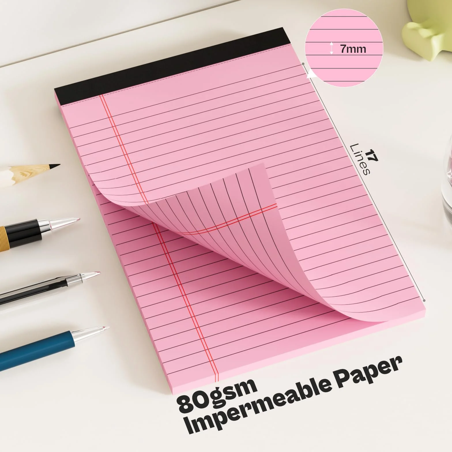 Blocchi per appunti legali 5x8, blocco note a righe college, perforato, 80GSM, 30 fogli, 6 confezioni
