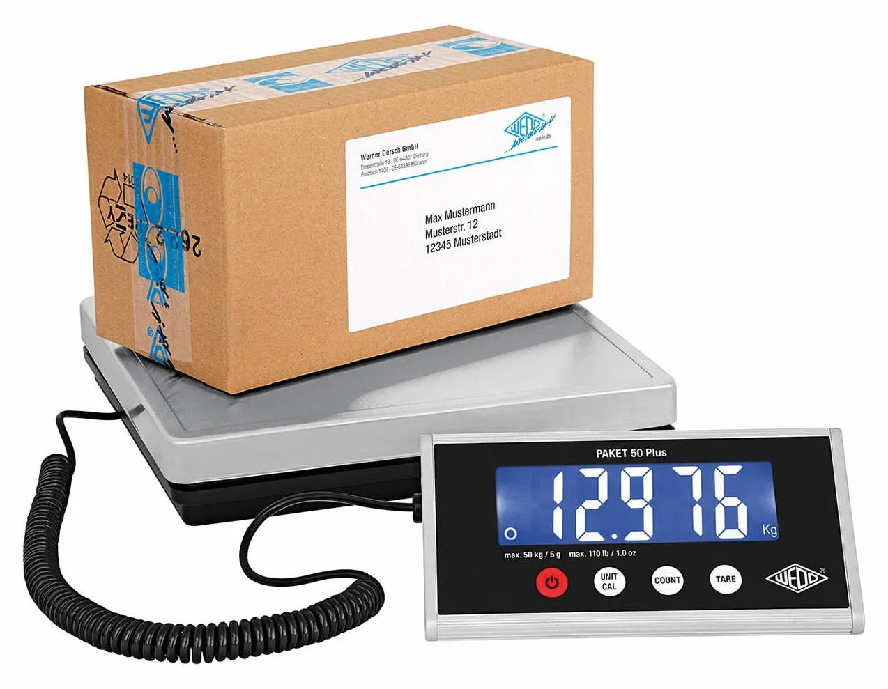 Bilancia per pacchi 50 Plus 50 kg/5 g incl. alimentatore di rete, argento/nero