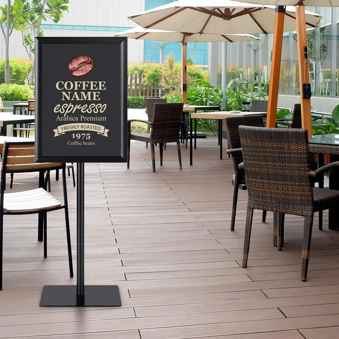 COSTWAY Espositore da Pavimento per Poster A3 Girevole 360° Regolabile in Altezza Nero