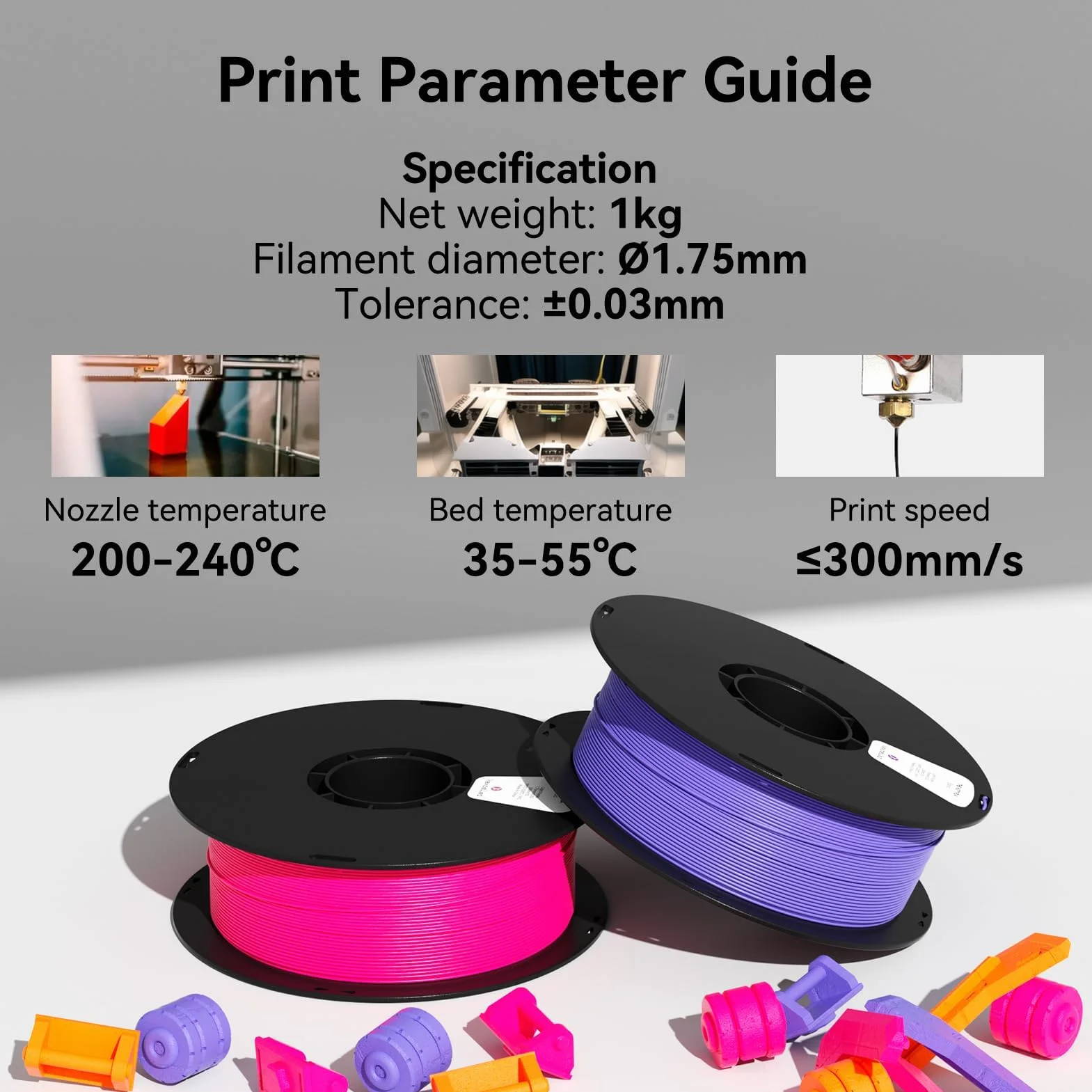 kexcelled PLA Filamento per Stampante 3D 1,75 mm +/- 0,03 mm, Colori Vivaci, Bobina da 1 kg