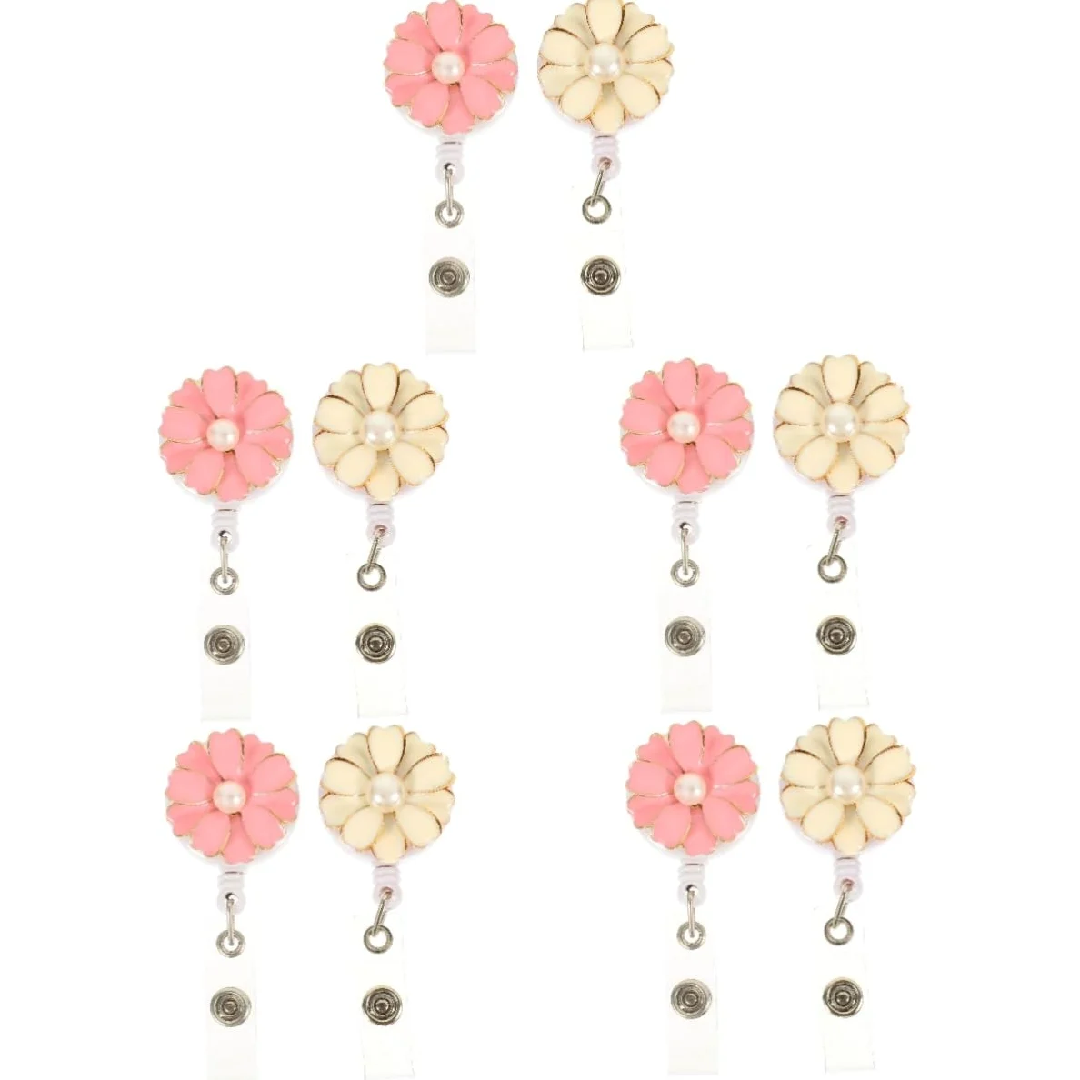 Operitacx 10pezzi Portanomi Retrattile Con Clip Porta Badge Elegante Per e Uffici Design Fiore Perla e Perla Accessorio Pratico Per Tessere Id