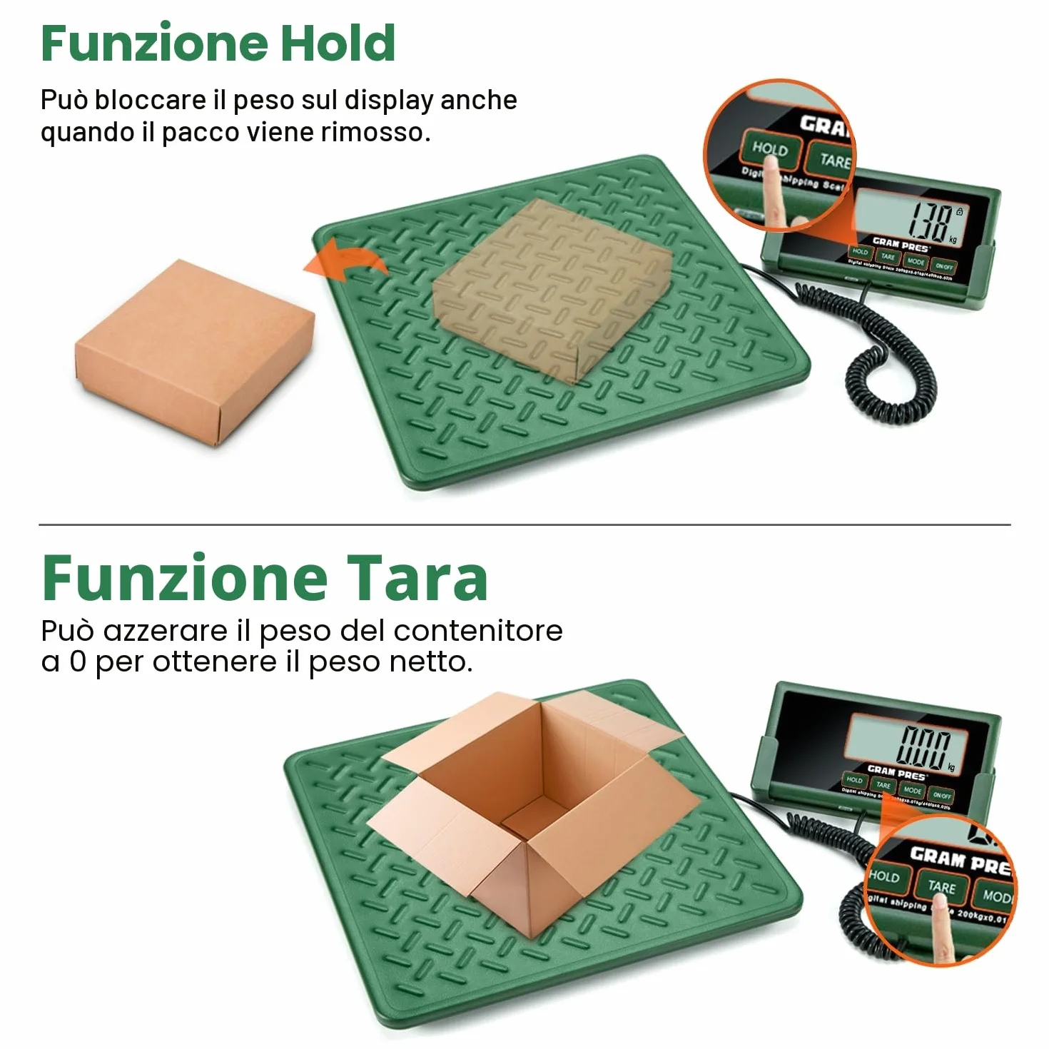 Bilancia digitale ad alta precisione GRAM PRES 440 lbs 10 g piattaforma in acciaio Hold Tare