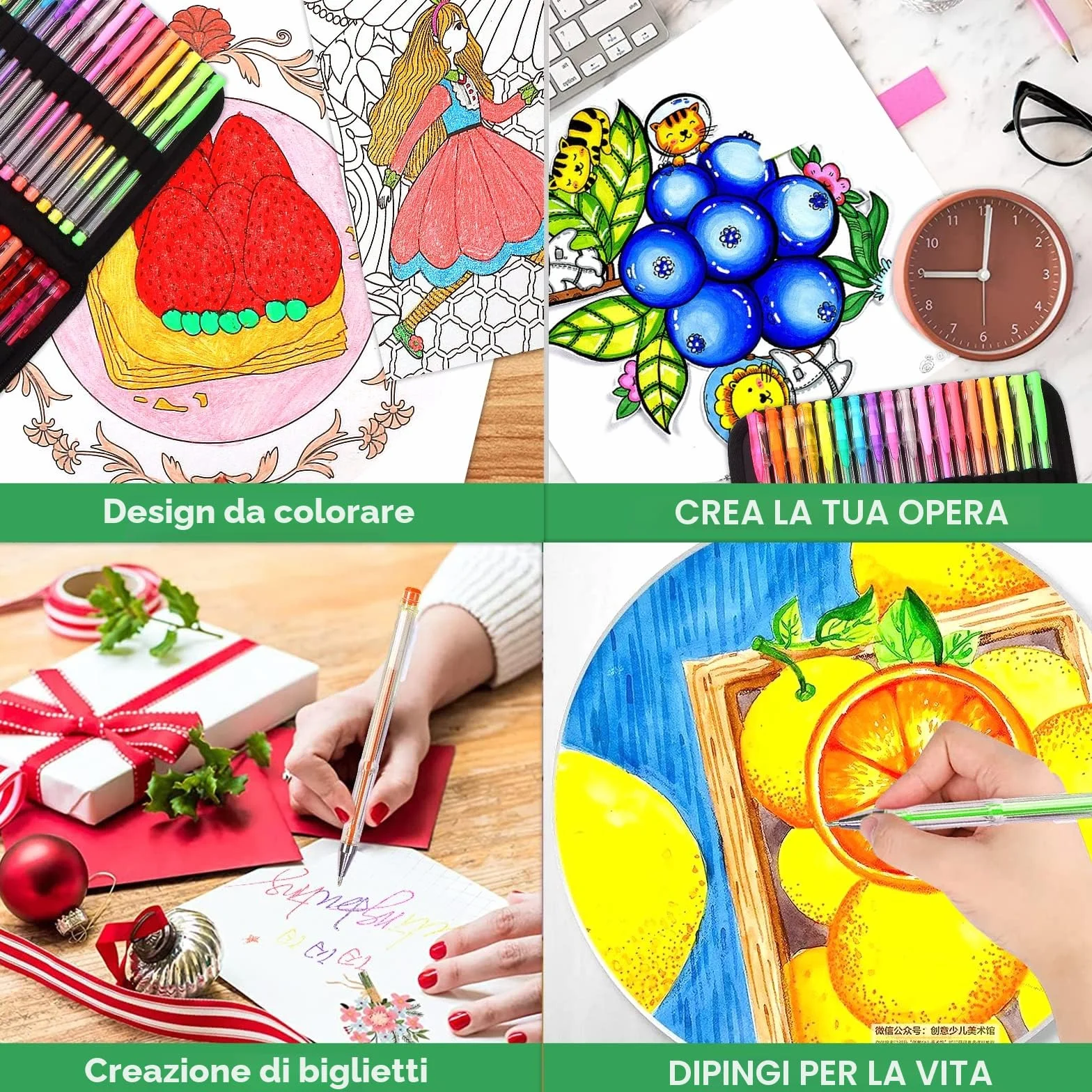 Melifluo Penne Colorate 120 Pezzi, 60 Gel e 60 Penne Gel per Colorare in Custodia
