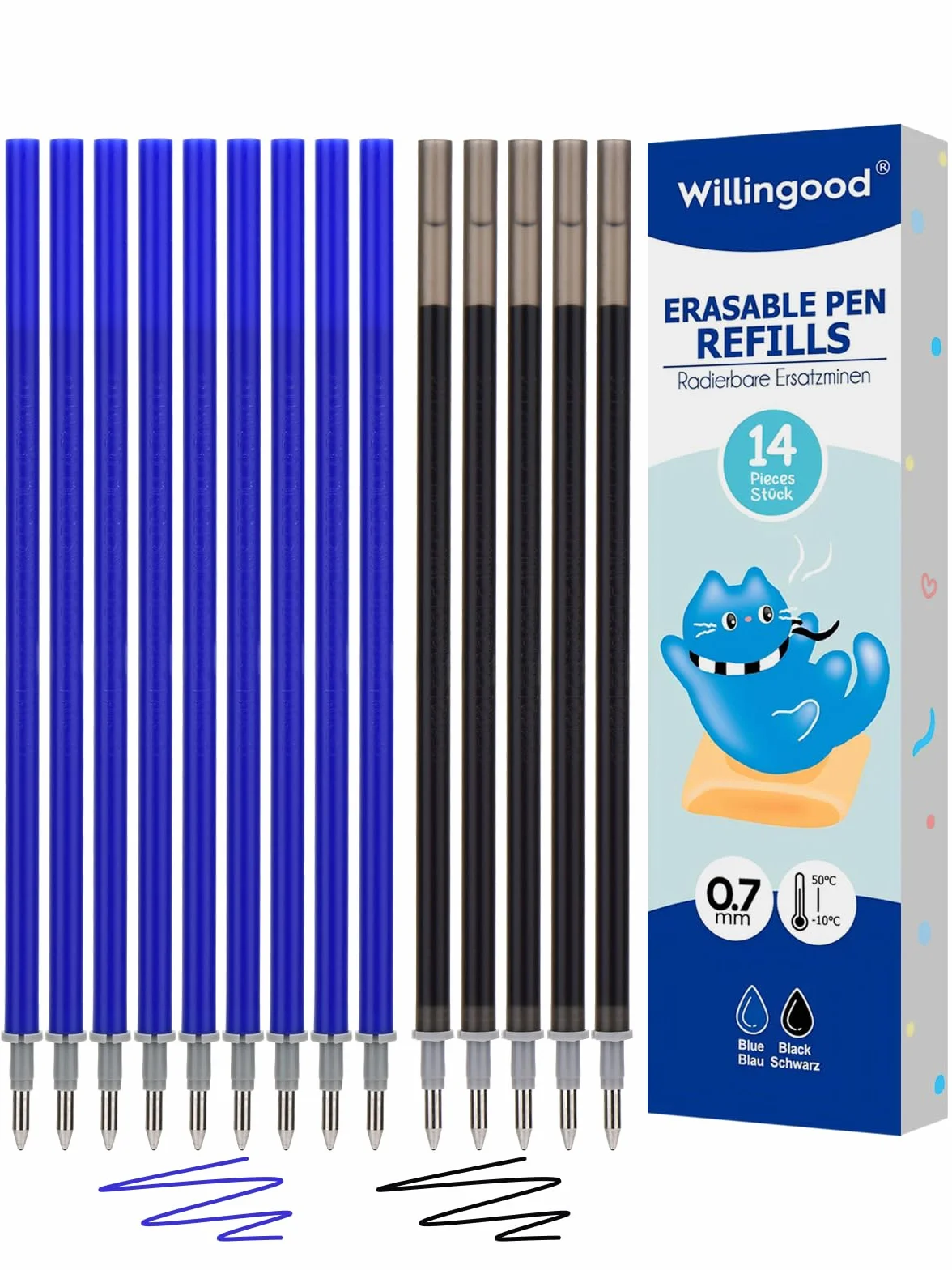 Refill per Penna Gel Cancellabile Legami 14 pezzi Blu e Nero 0,7 mm Inchiostro Termosensibile