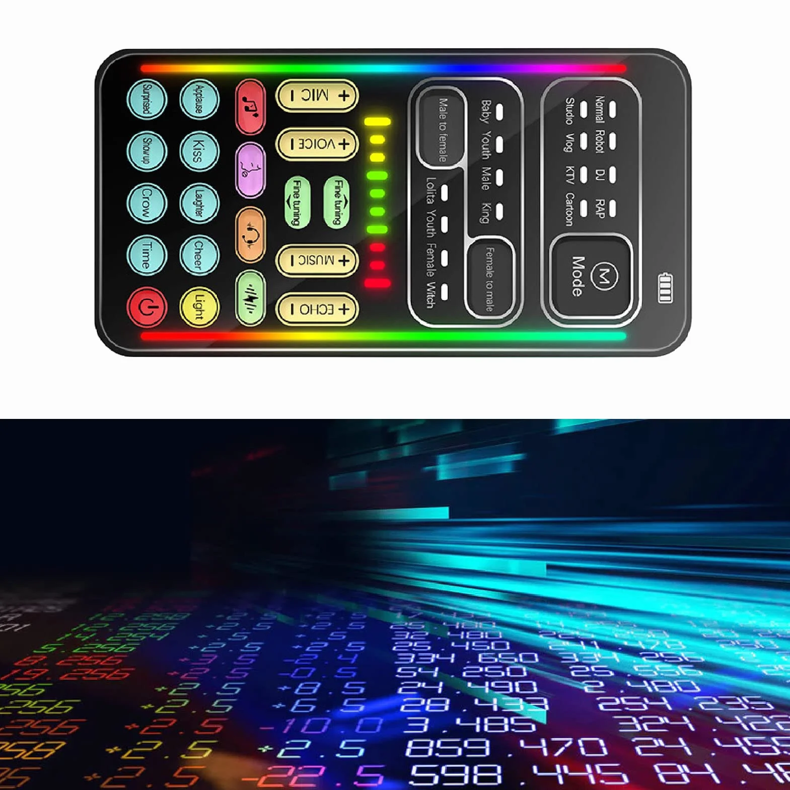 Dispositivo Cambia Voce Portatile, Scheda Portatile Multifunzionale per Trasmissione in Diretta, Mascheratore Vocale per Effetti Multifunzionali per Telefoni Cellulari, PC,
