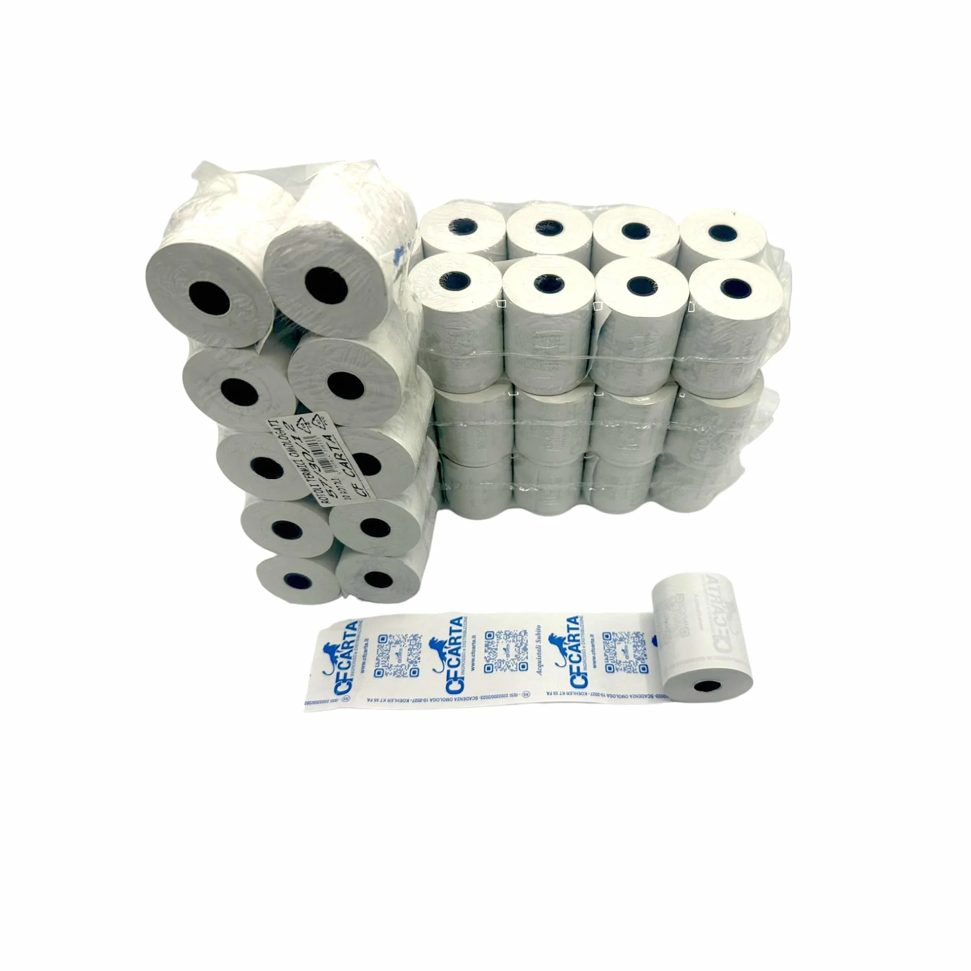 100 rotoli termici per cassa, rotoli omologati per scontrini misura 57mm x 30metri di lunghezza, CF CARTA (100)