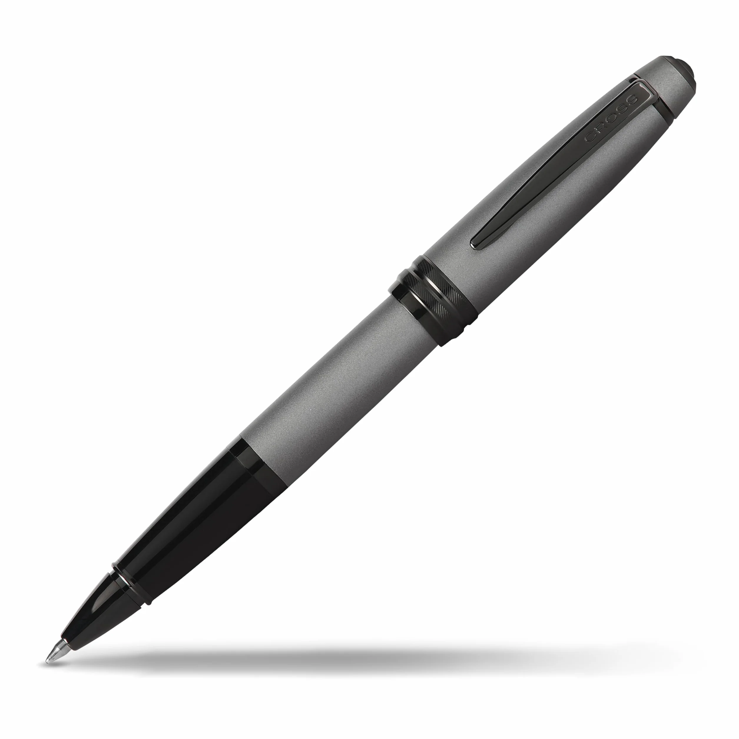 CROSS Bailey - Penna a sfera laccata grigio opaco con appuntamenti in PVD nero lucido