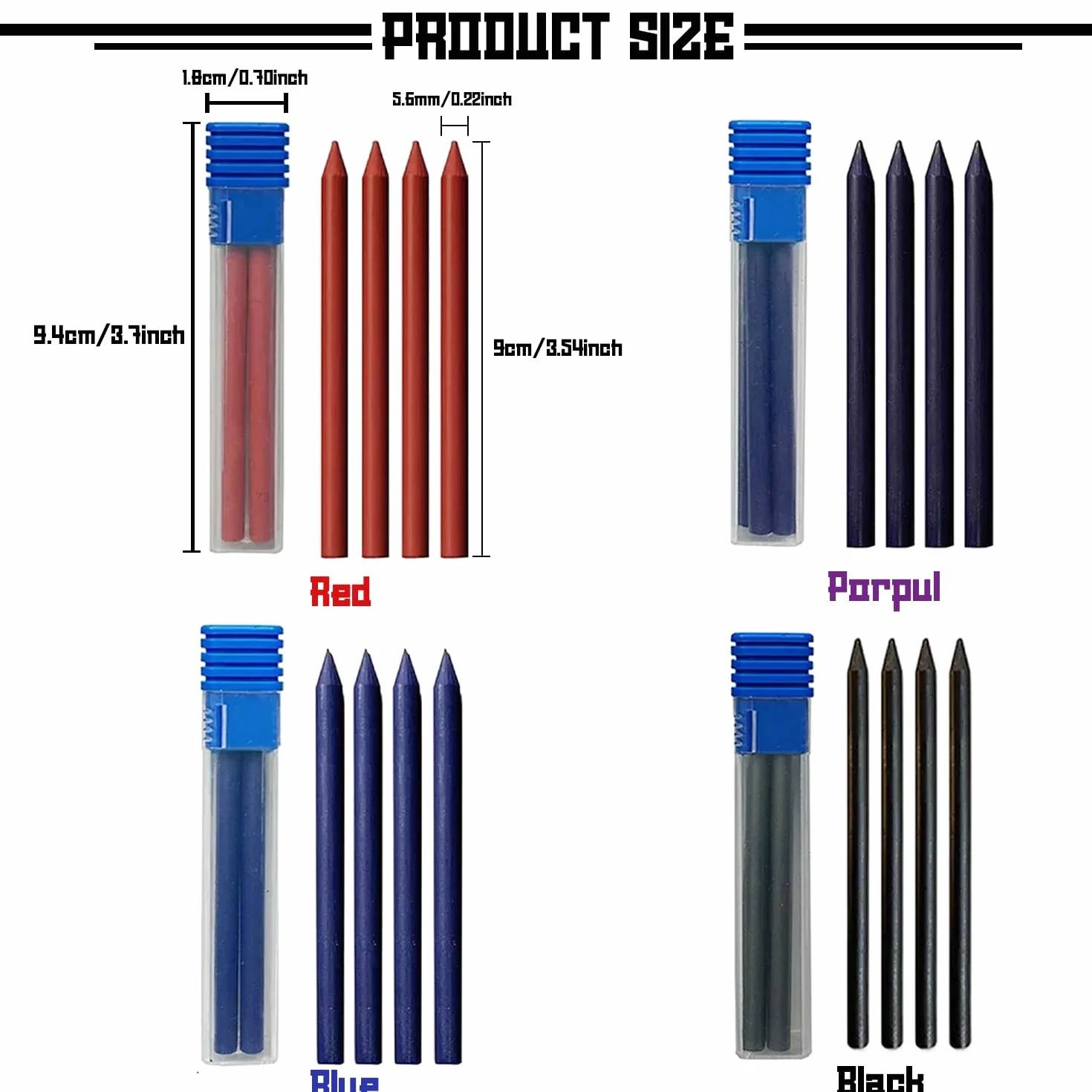 Set di portamina in metallo 5,6 mm con clip e 4 mine per costruzione, disegno, schizzi artistici