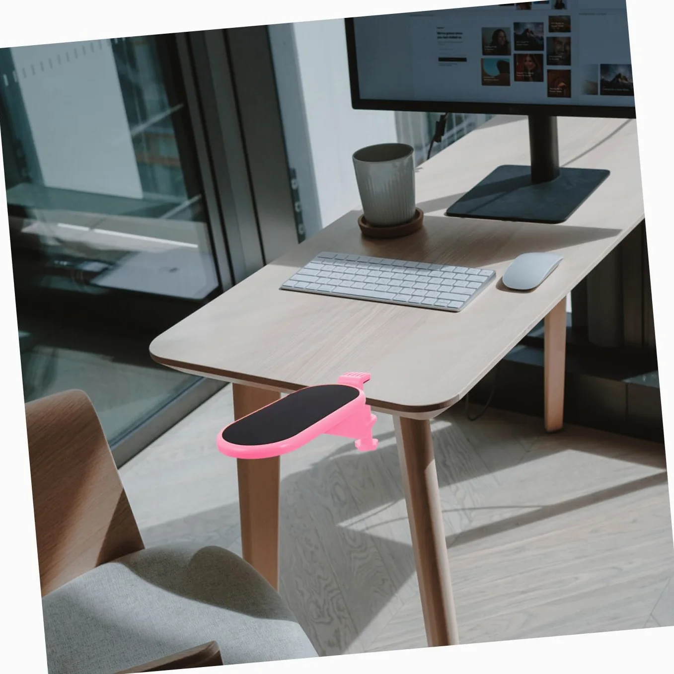 Supporto per Polso Tastiera Ergonomico in Eva Rosa Antiscivolo | 1 Pezzo, Riduce la Fatica della Mano, per Caffè e Locali, Uso su Tavolo Comfort