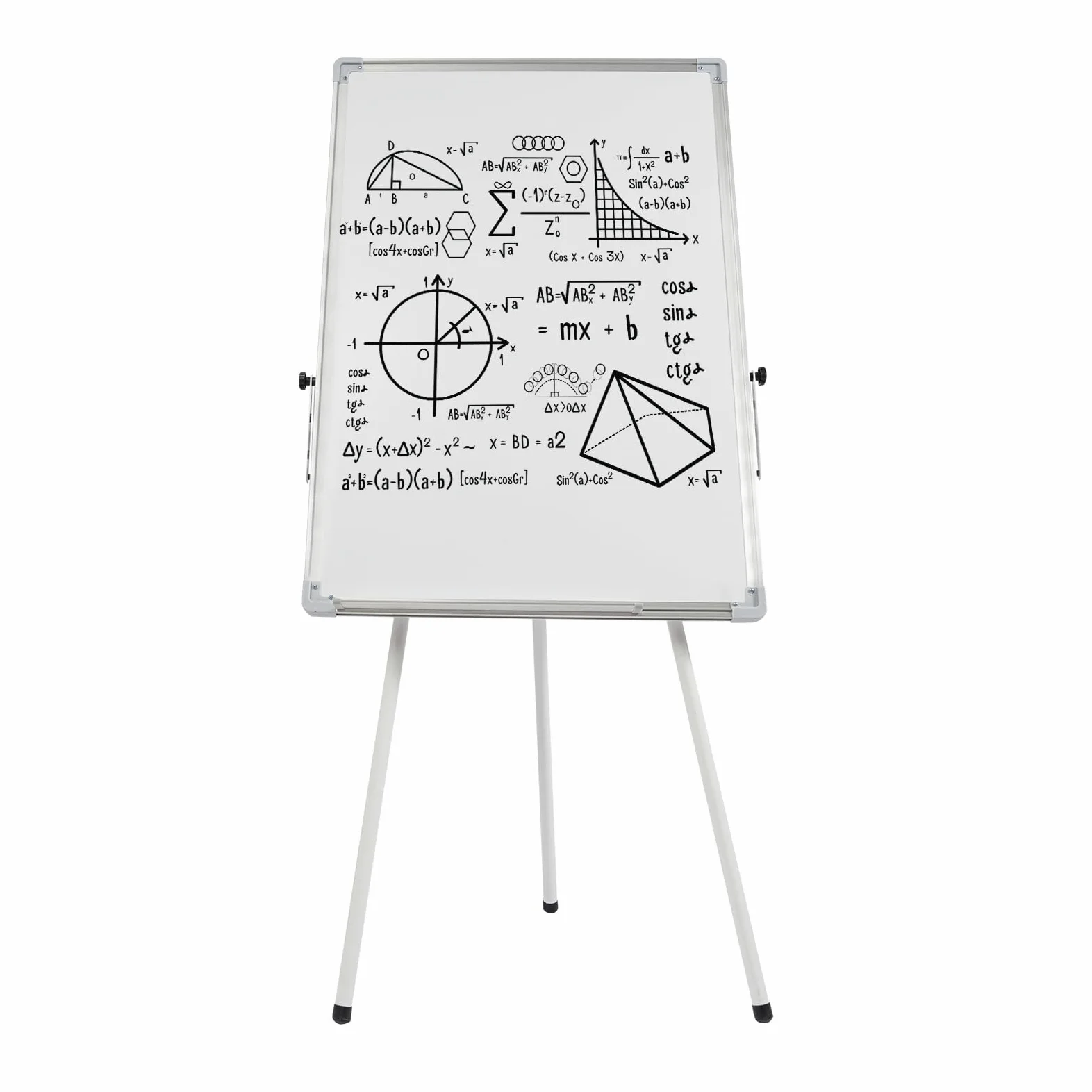 Lavagna bianca con supporto, 61 x 92 cm, magnetica, portatile, lavabile a secco, regolabile in altezza, con 3 penne, 1 gomma, 6 magneti autoadesivi