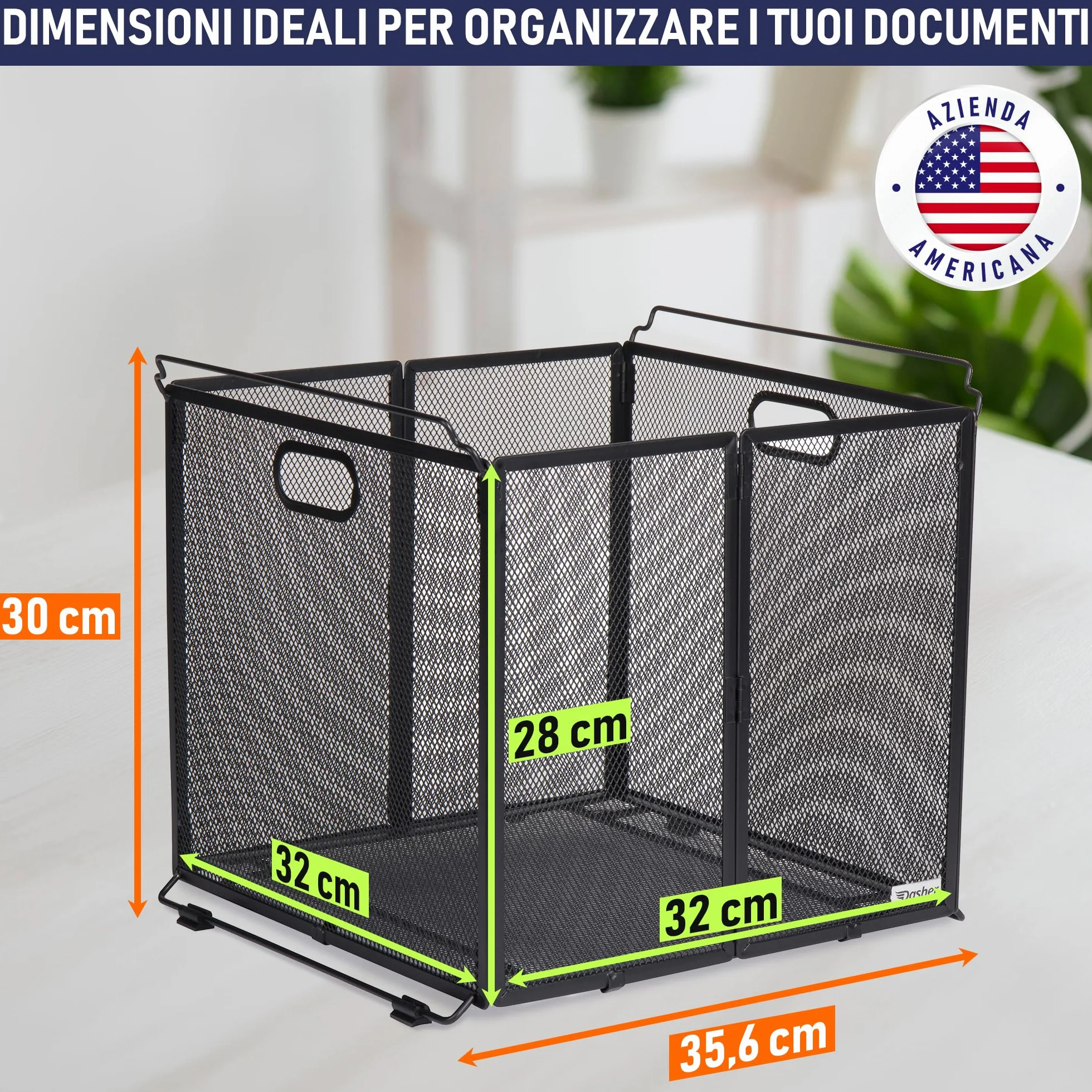 Organizer da appendere, formato A4, scatola per cartelle sospese, in rete metallica nera, scatola per file sospesi, porta documenti da appendere, contenitore portatile per ufficio, scuola