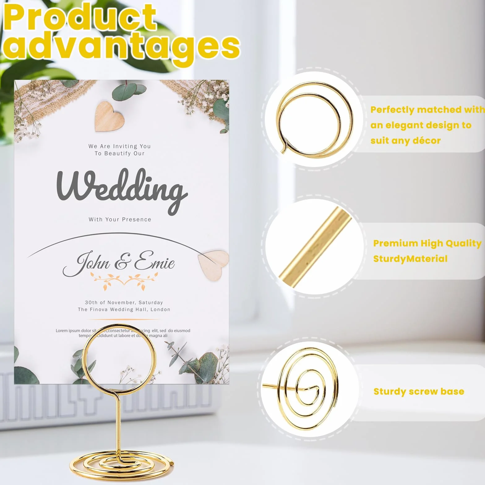 Supporto Segnaposto Tavolo Oro 24 Pezzi, Porta Memo Clip per Matrimoni Carte Biglietti da Visita