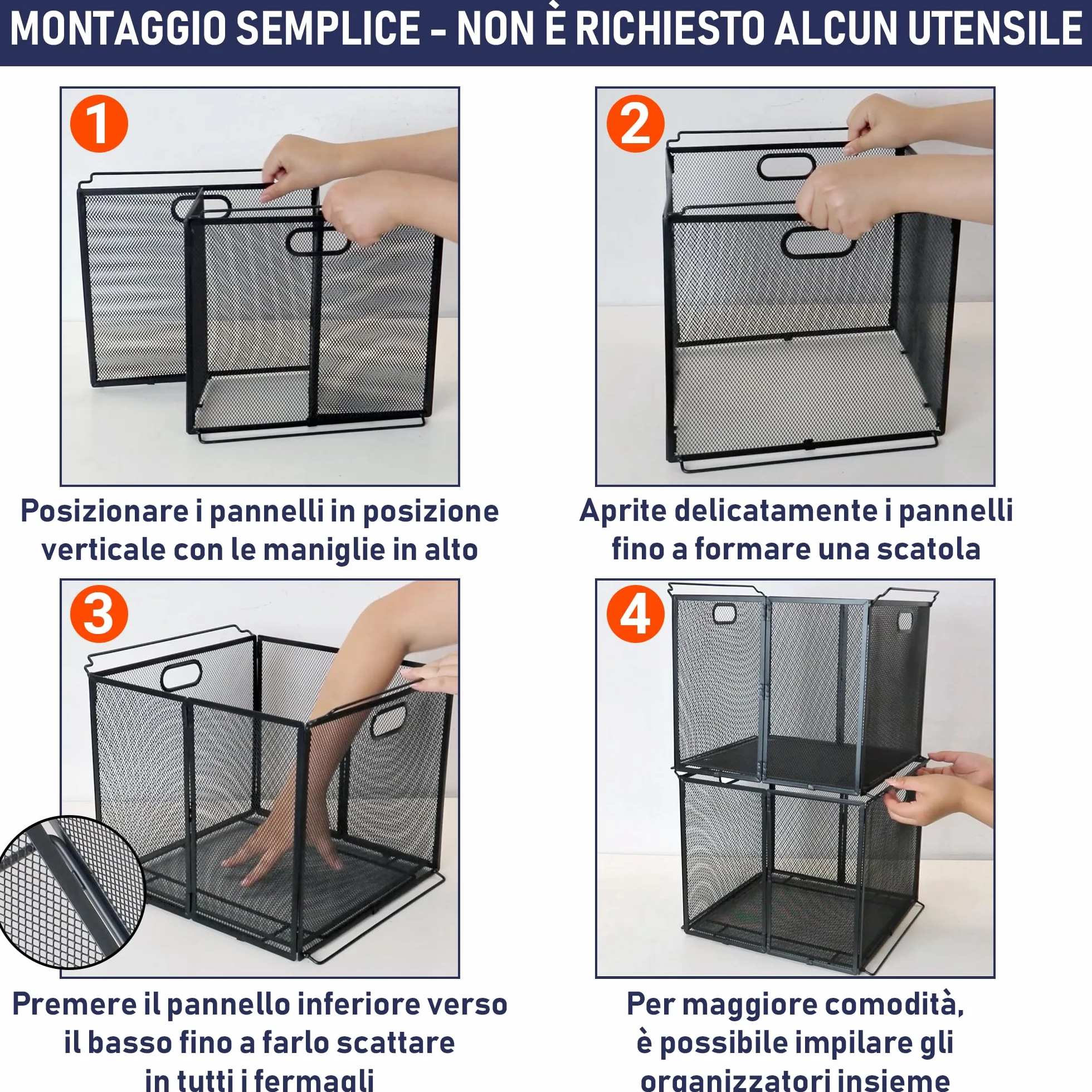 Organizer da appendere, formato A4, scatola per cartelle sospese, in rete metallica nera, scatola per file sospesi, porta documenti da appendere, contenitore portatile per ufficio, scuola