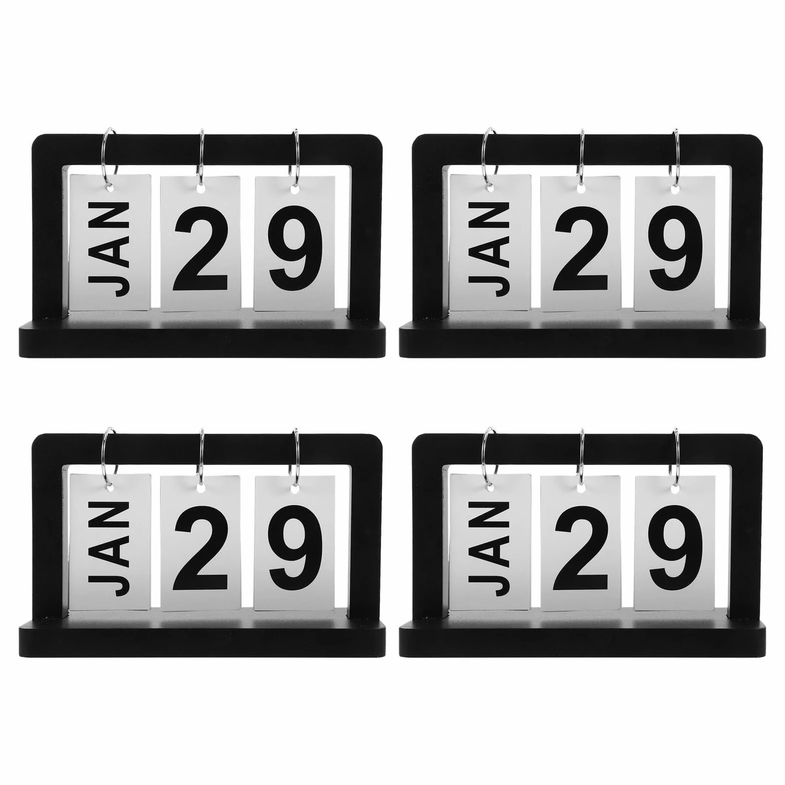 4pezzi Calendario da Scrivania Libro in Legno Display Giornaliero Riutilizzabile per Organizzazione Mensile Design Vintage per Ufficio o Casa