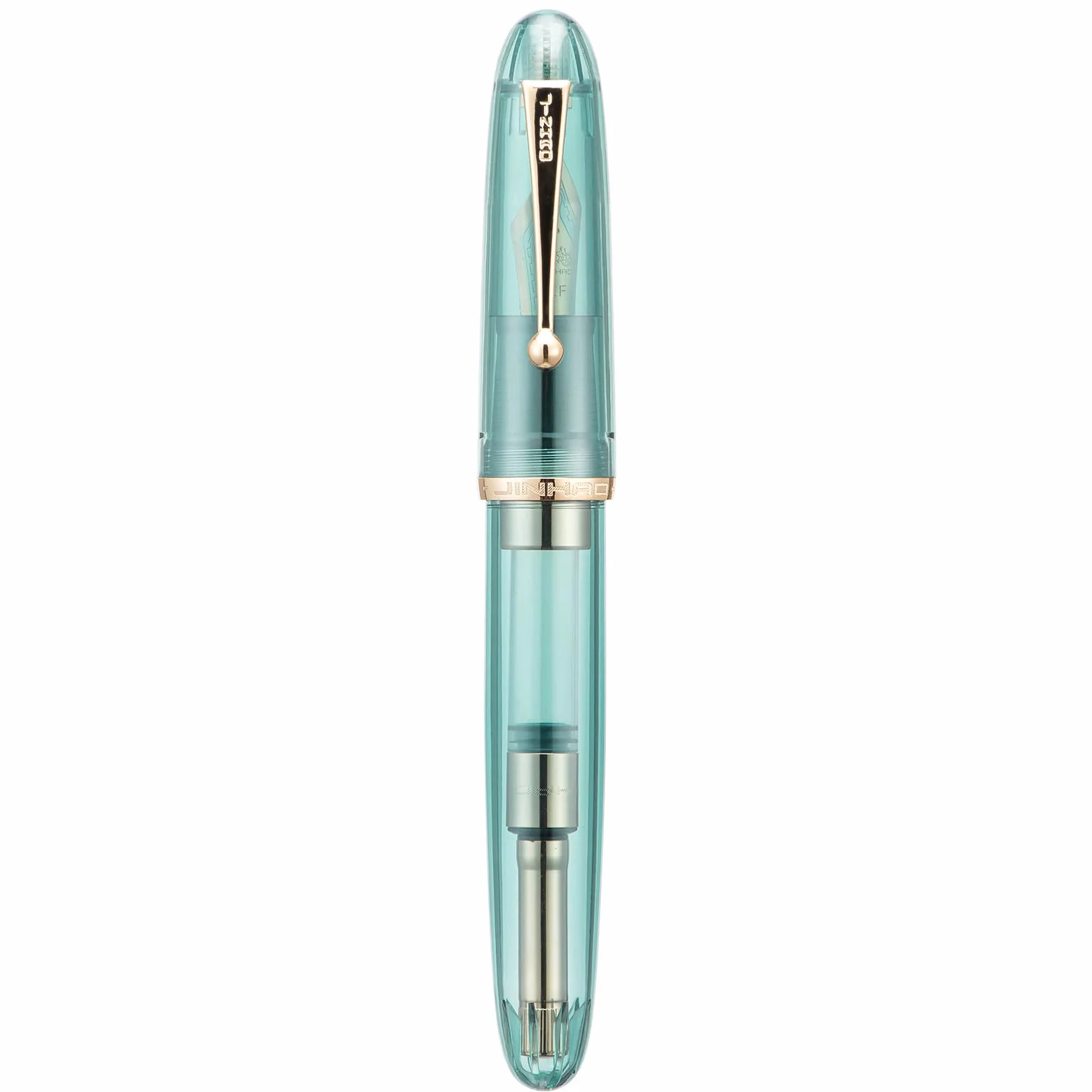 Asvine Jinhao 9019 Penna stilografica Dadao #8 pennino extra fine acrilico trasparente azzurro clip dorata
