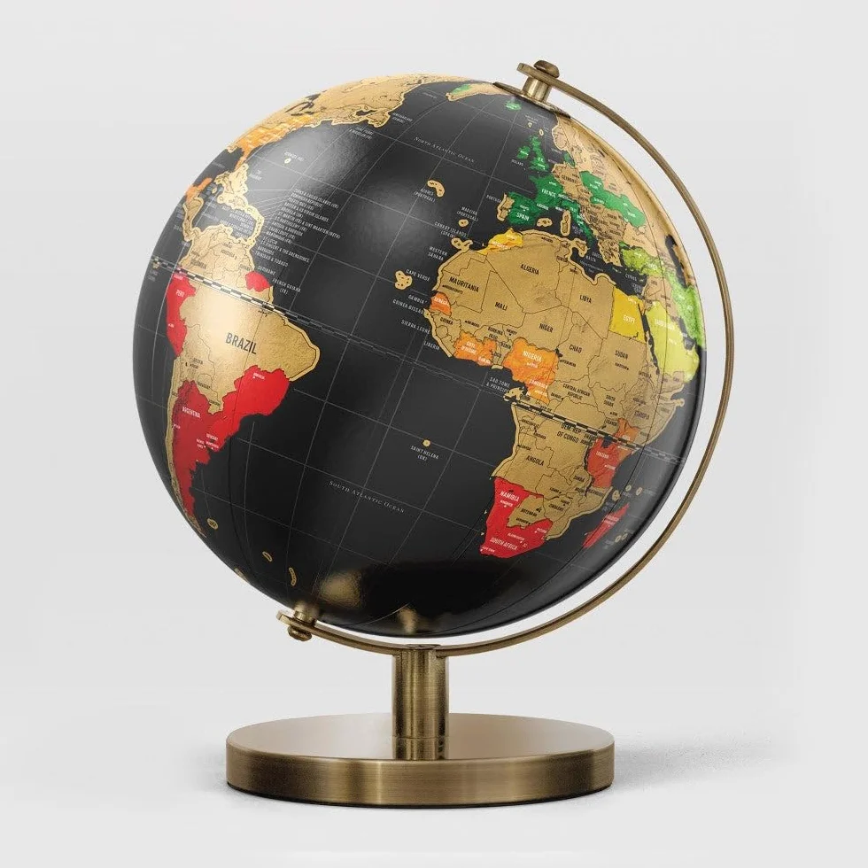 Luckies Of London Mappamondo da grattare, mappa del mondo da grattare, mappamondo per adulti, mappa da grattare e mappa di viaggio, gadget da scrivania per uomini e decorazioni da scrivania, regali da