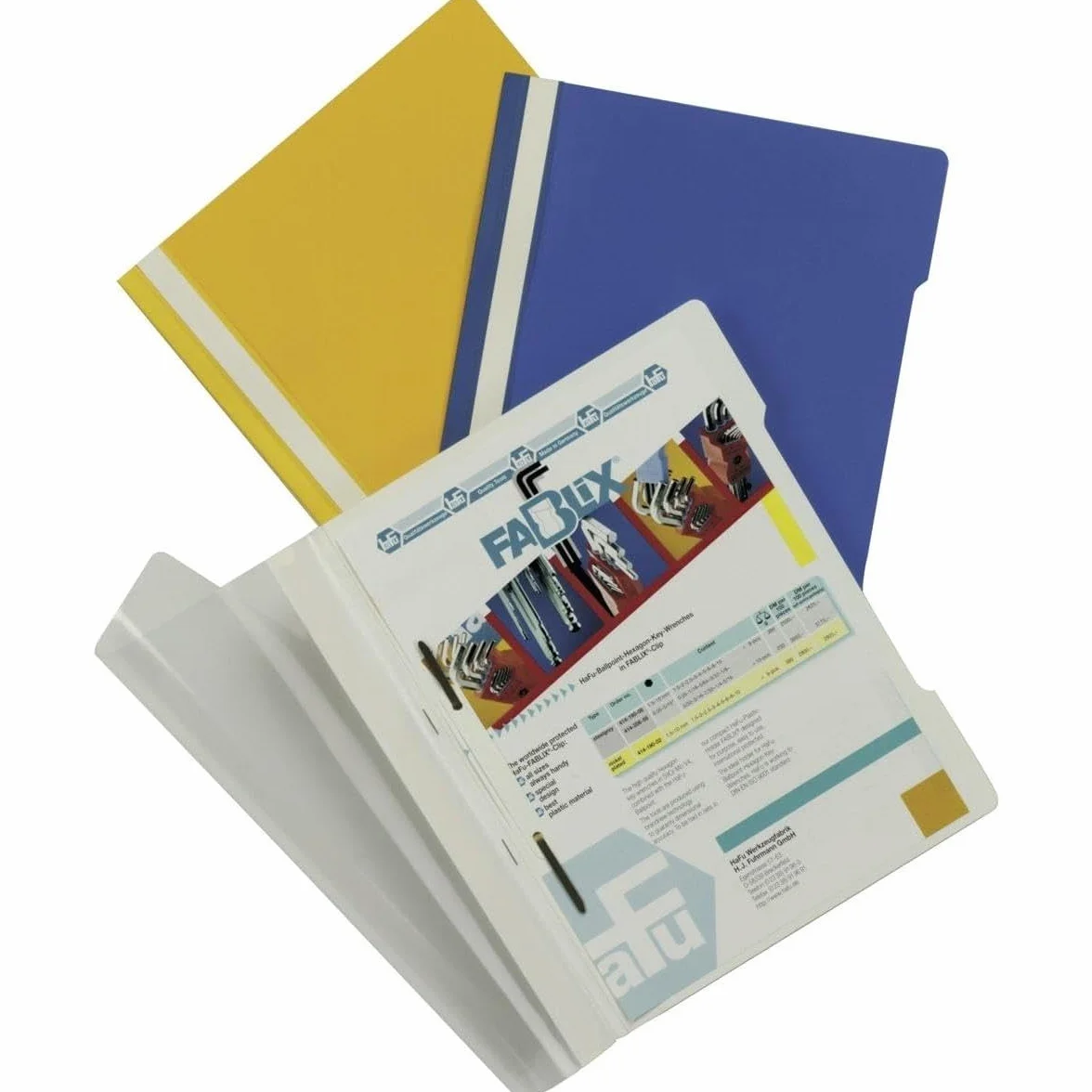 Durable 257004 - Cartellina ad aghi Clear View, f.to A4+, fronte trasparente e retro colorato, etichetta longitudinale, giallo, conf. da 50 pezzi