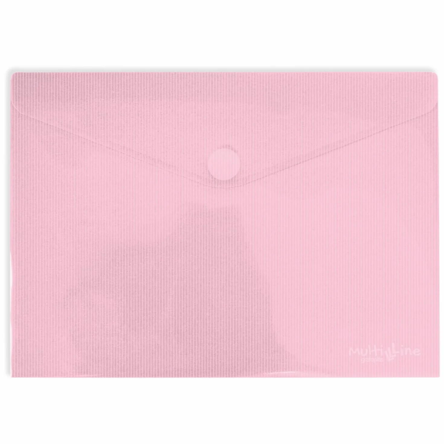 Cartelle Buste in Plastica A3 Chiusura Velcro Rosa Chiaro Multiline 33,5 x 24 cm Polipropilene Vetro a Righe Traslucido Confezione da 5
