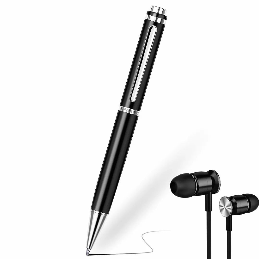 Penna Registratore Vocale, 32GB EPILUM per Conferenze, Mini Spia Registratore Vocale ad Attivazione Vocale HD, Registrazione Portatile con Riproduzione MP3 con Cuffie, USB Ricaricabile