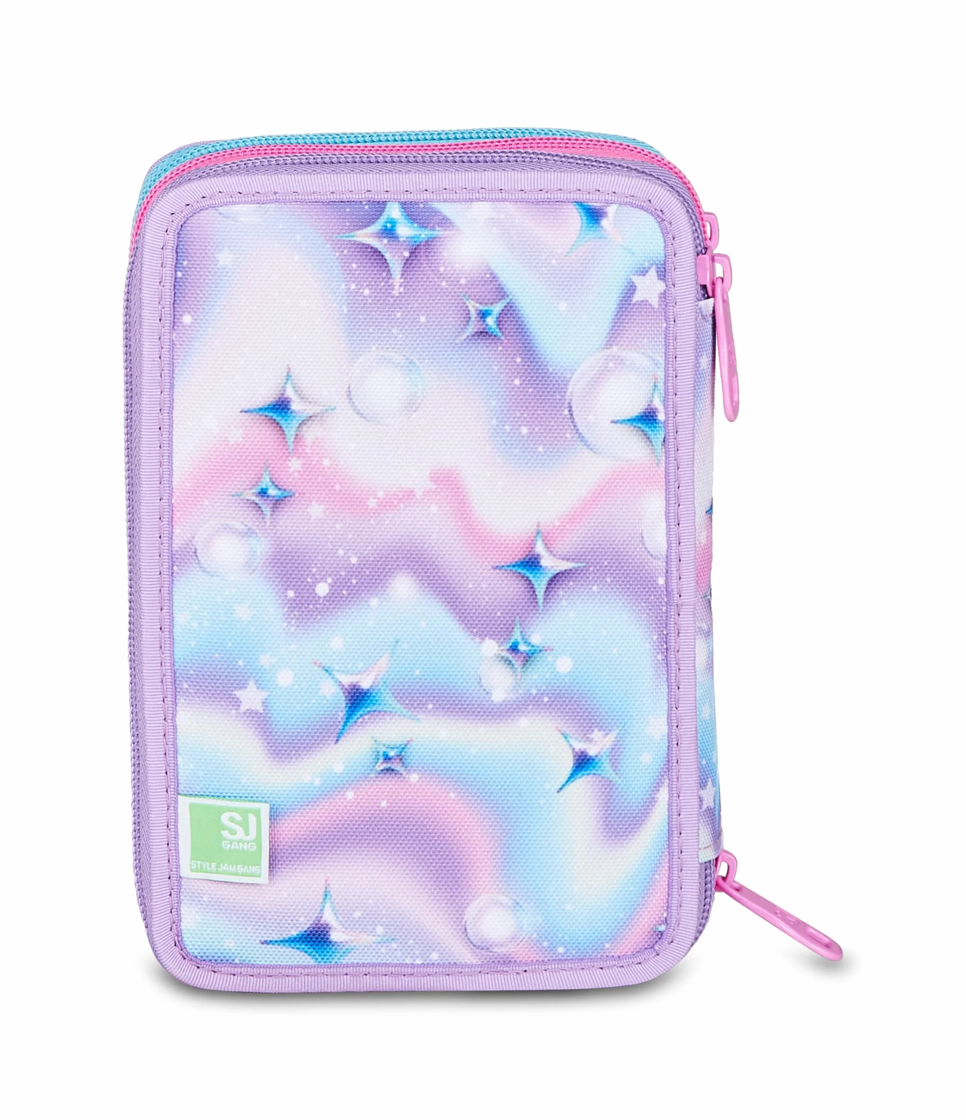SJ GANG STYLE JAM GANG Astuccio Scuola 3 Zip LED UNICORN GIRL, Viola, Triplo Scomparto, 45 pezzi, Set cancelleria incluso, Pratica chiusura con zip, Scuola elementare, Bambina