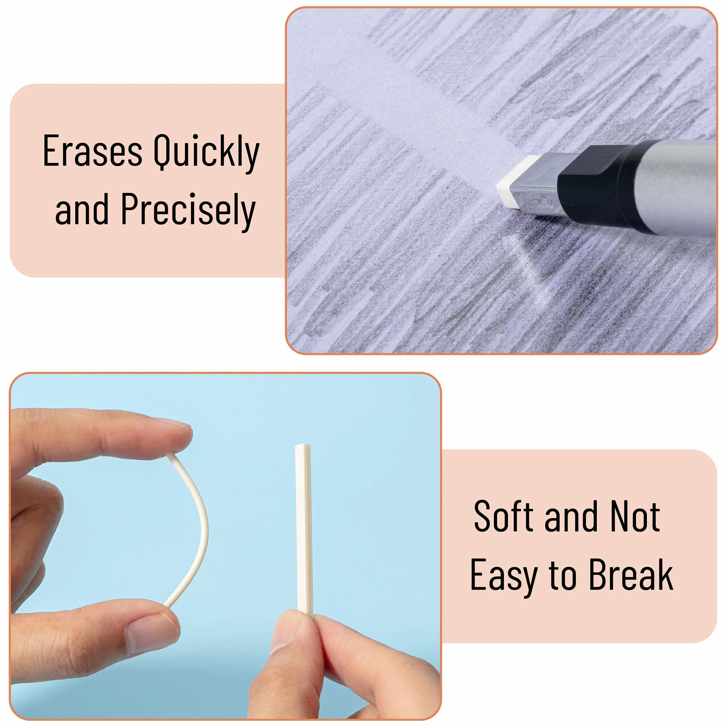 Mr. Pen Penna stile Eraser 2 Pack punta quadrata e rotonda Gomme matita gomma meccanica Art Eraser per disegno Gomma di precisione