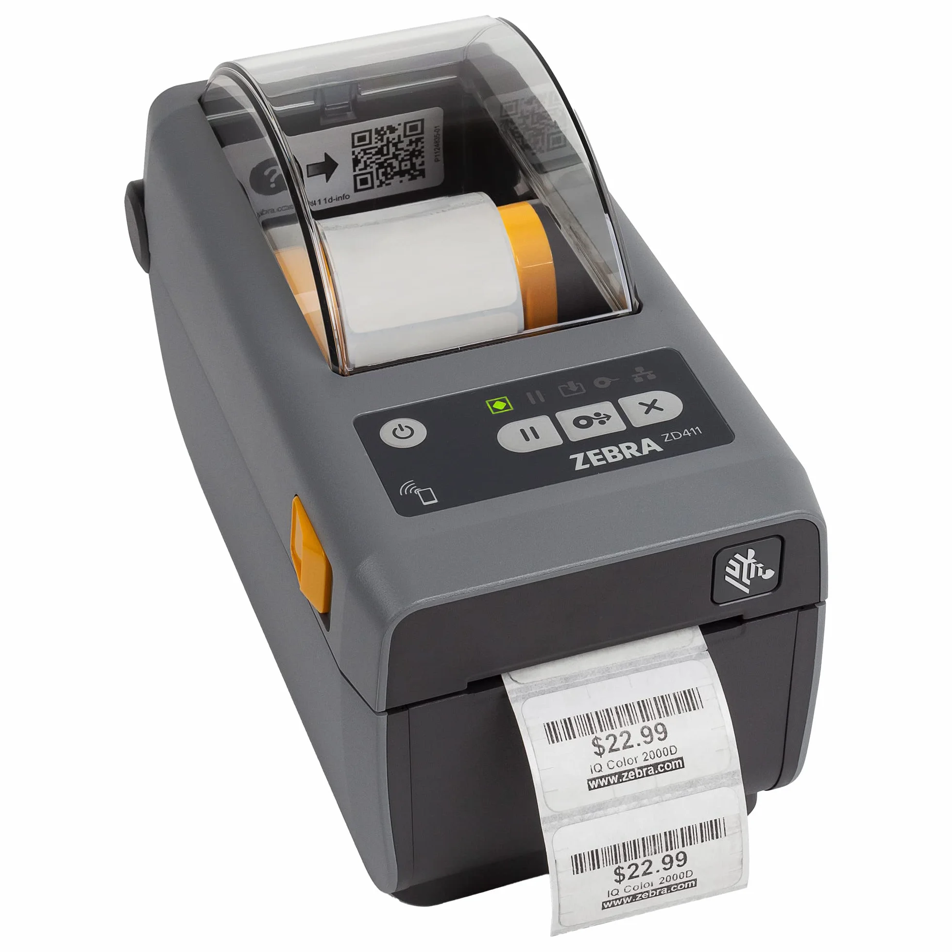 Zebra ZD411d Stampante con bordo a strappo - 203 DPI - Termico diretto - Larghezza di stampa massima 56 mm, Bluetooth, USB, interfaccia host USB (ZD4A022-D0EM00EZ)