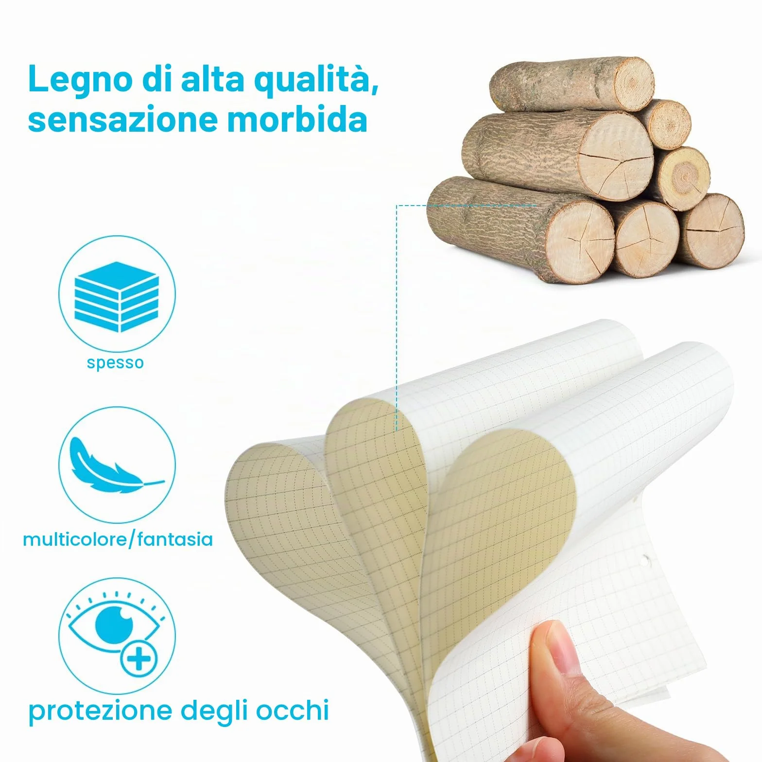 Inserti per raccoglitori ad anelli A5 quadretti 180 fogli ricarica 6 fori carta