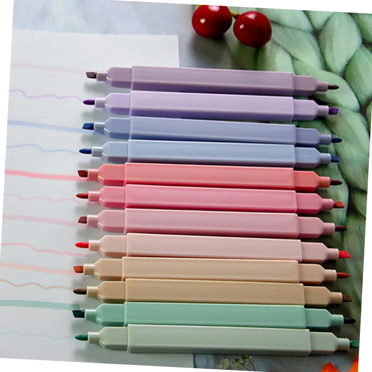 NUOBESTY 24pezzi Pennarelli Evidenziatori Doppia Punta Colorati Perfetti Per Studio e Ufficio Design Adorabile Per Studenti Per Sottolineare e Annotare Note Importanti