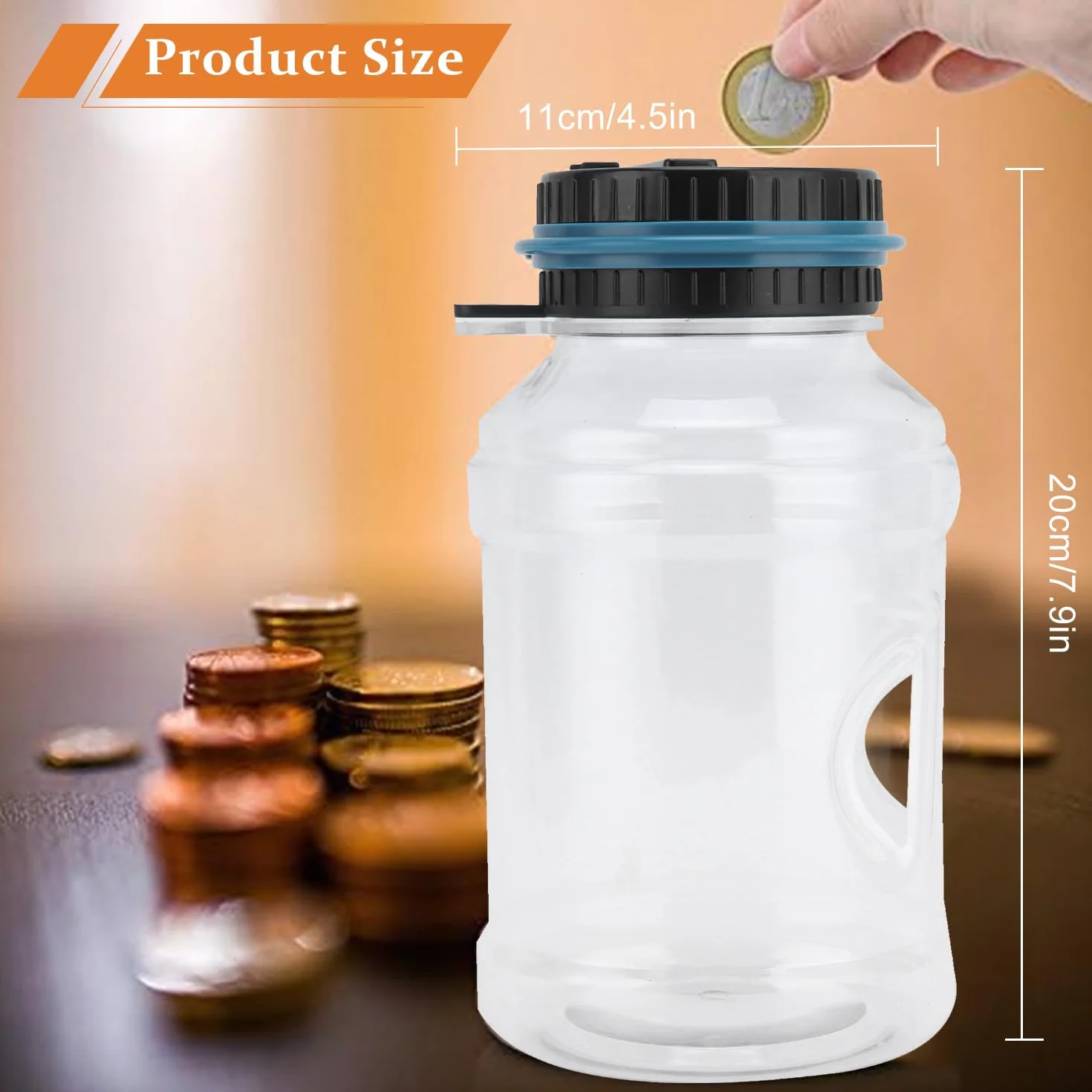 Salvadanaio Digitale,1.8L Portamonete Elettronico Digitale con Schermo LCD Contatore, Salvadanaio Scatola Contamonete Euro Miglior Regalo
