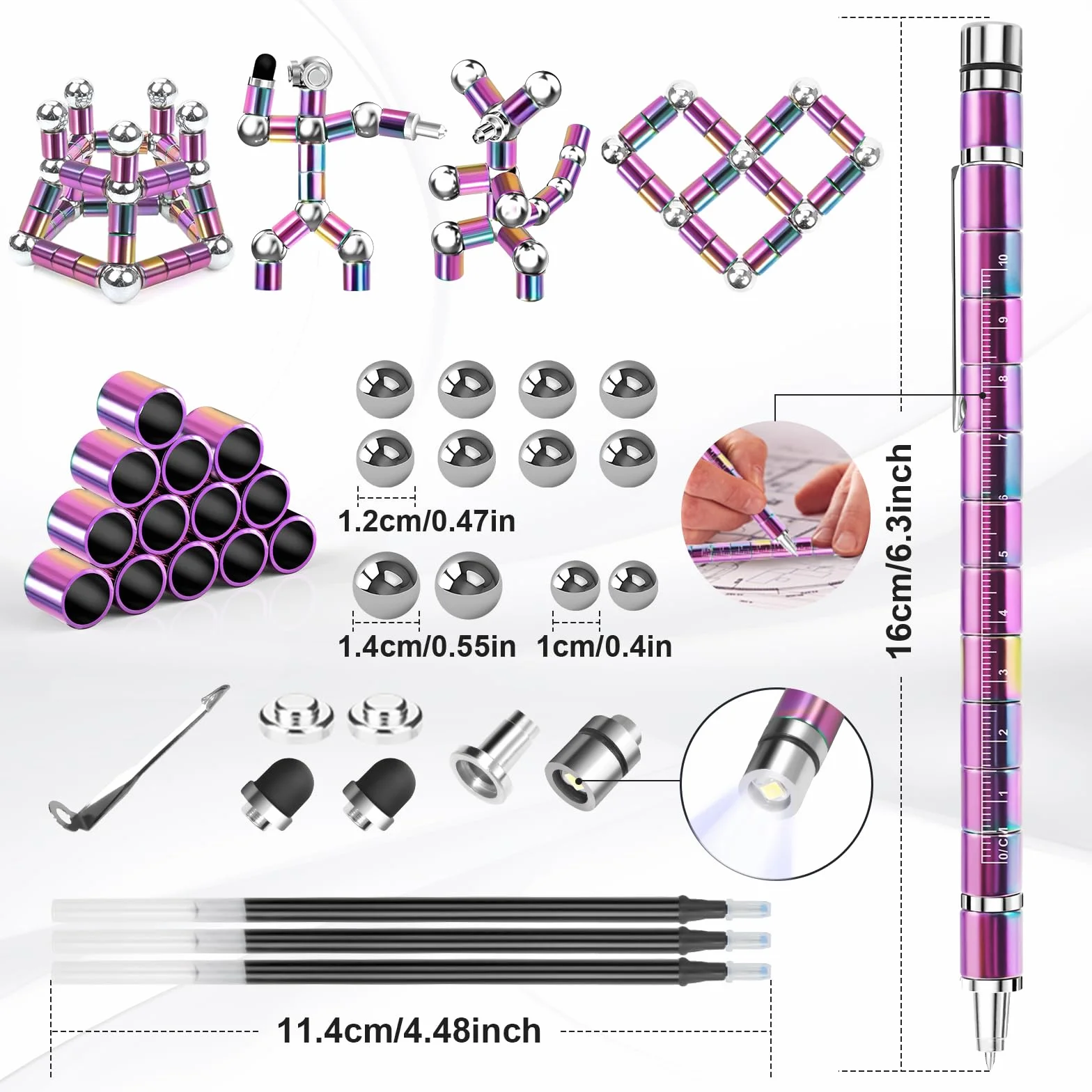 Magnetica Fidget Pen, idee Regalo Femmina Uomo Compleanno Penna Magnetica, Regali per Lui/Lei, Regali Teenager