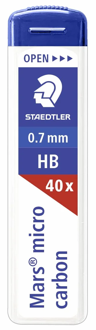 STAEDTLER 255 07-HB Mars Micro mine di ricarica per portamine – HB, 0,7 mm (confezione da 12 x tubi da 40 mine)
