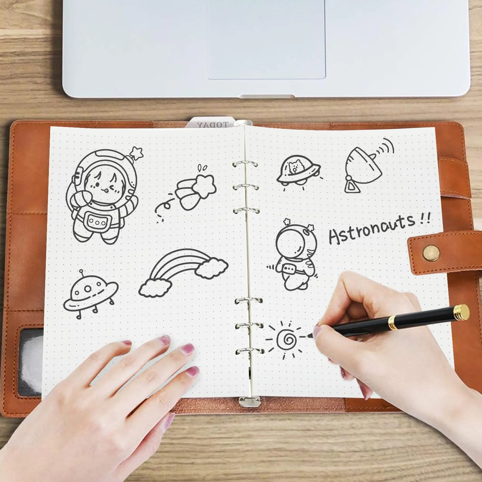 Carta A5 a pois 6 raccoglitori ad anelli 135 fogli ricaricabile bullet journal
