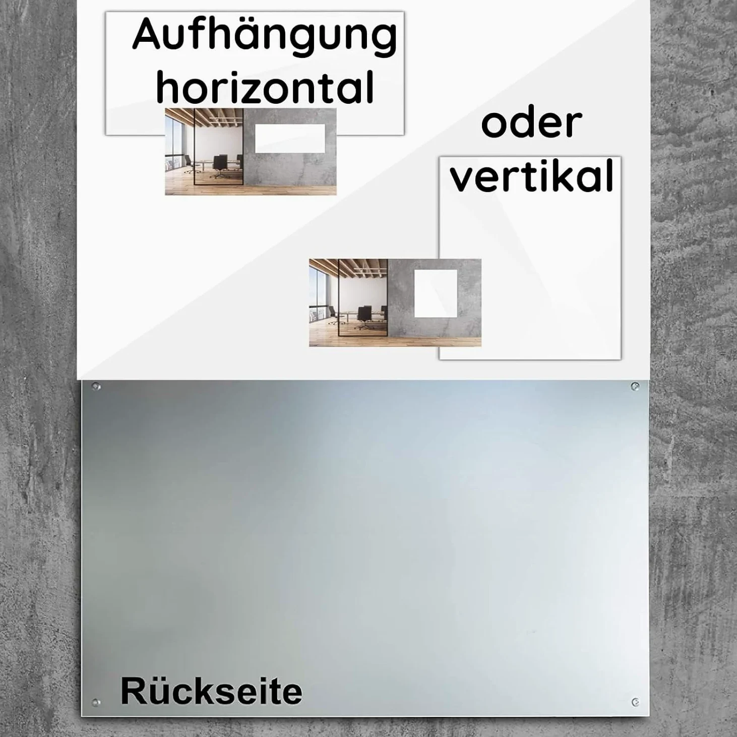 Floordirekt Lavagna Magnetica in Vetro, Lavagna Magnetica e scrivibile, con 3 Calamite, con Certificazione TÜV, per Cucina e Ufficio (Bianco, 60 x 90 cm)