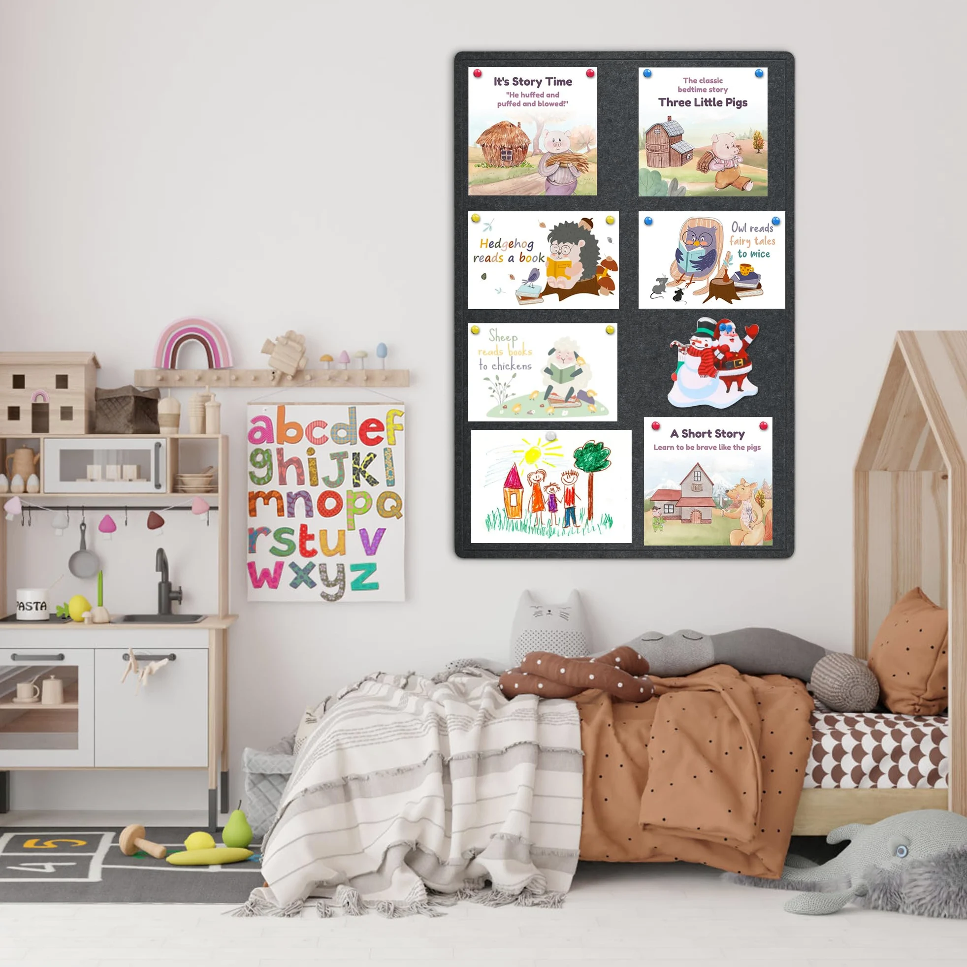 Grande bacheca decorativa in feltro, da parete, pieghevole, autoadesiva, con 36 puntine