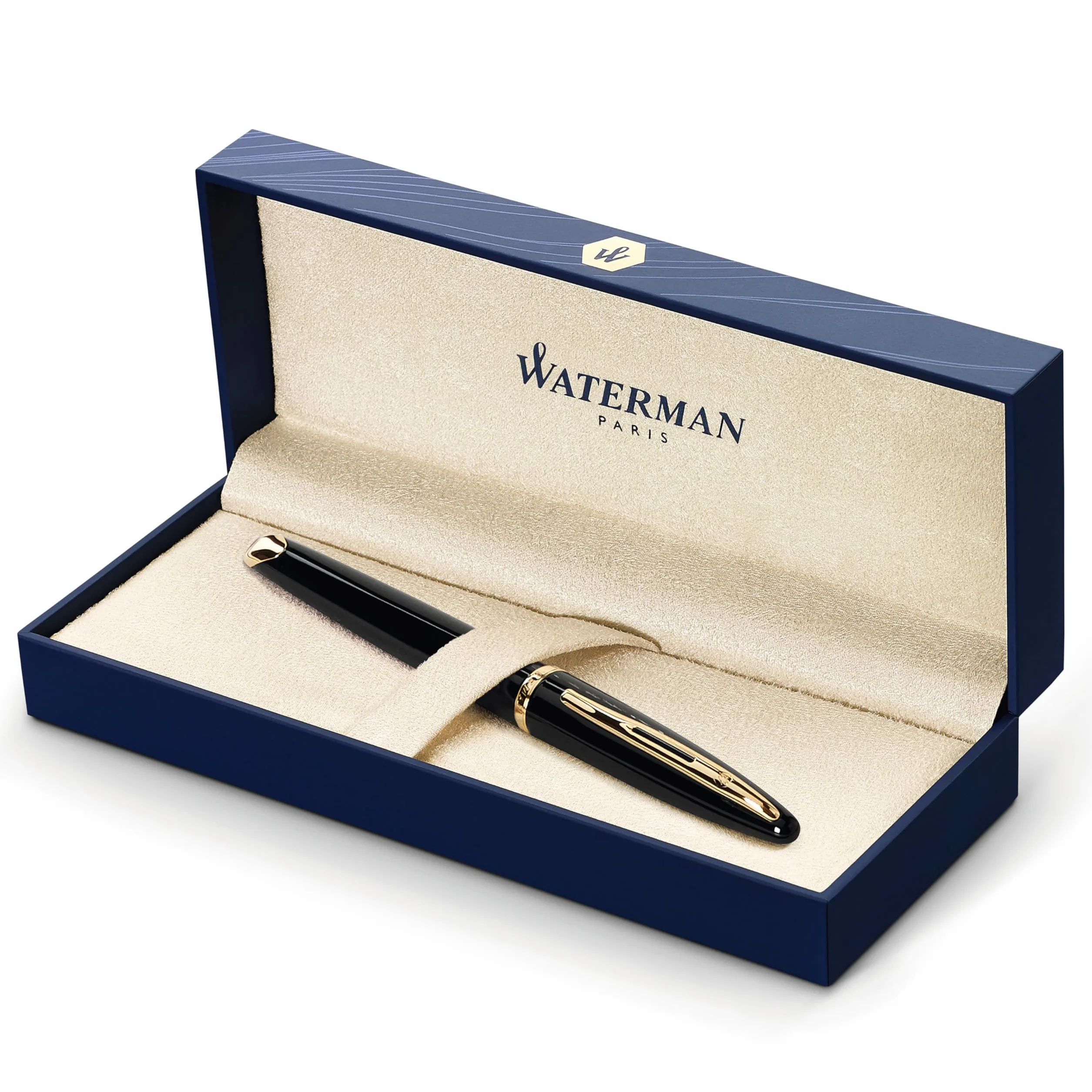 Waterman Carène: Penna Stilografica Lacca Nera GT, Pennino Fine