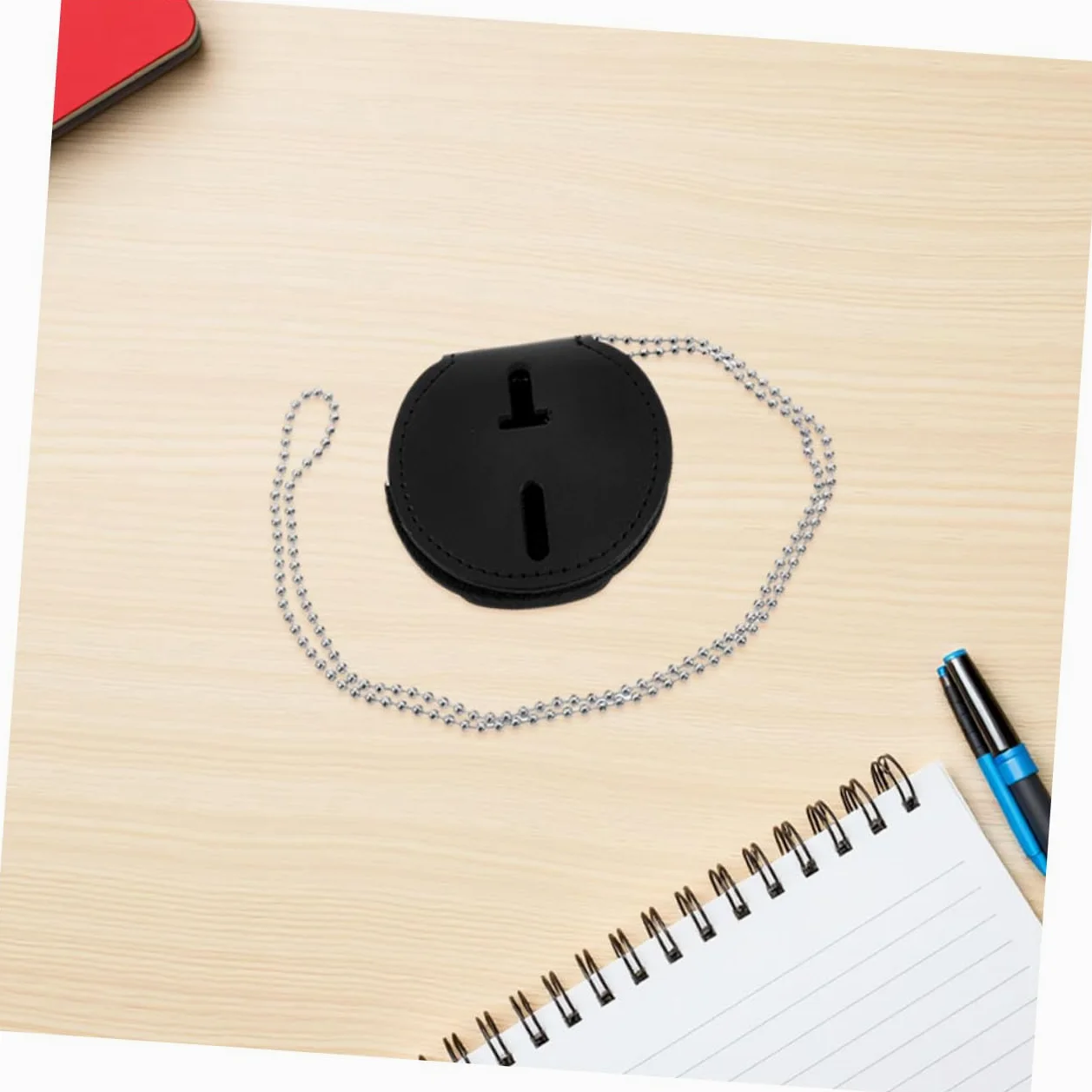 Porta Badge con Cordino e Clip 7pezzi in Pu Lega di Alluminio per Lavoro Eventi
