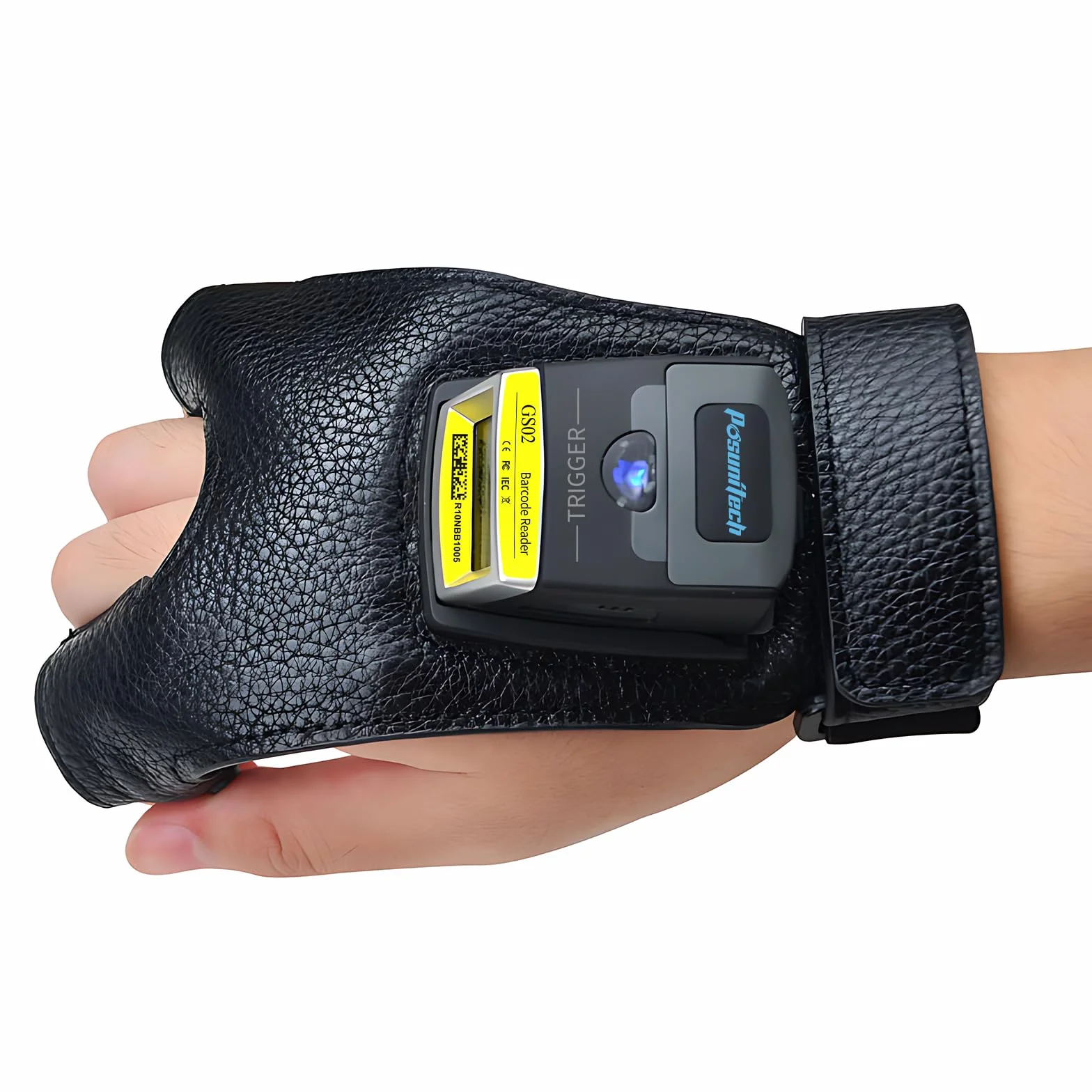 Guanto lettore di codici a barre 2D GS02 Wearable Scanner lettore IP65 Touch Scanning NFC Supporto multilingue per magazzino, sistema di gestione, produzione, spedizione, picking