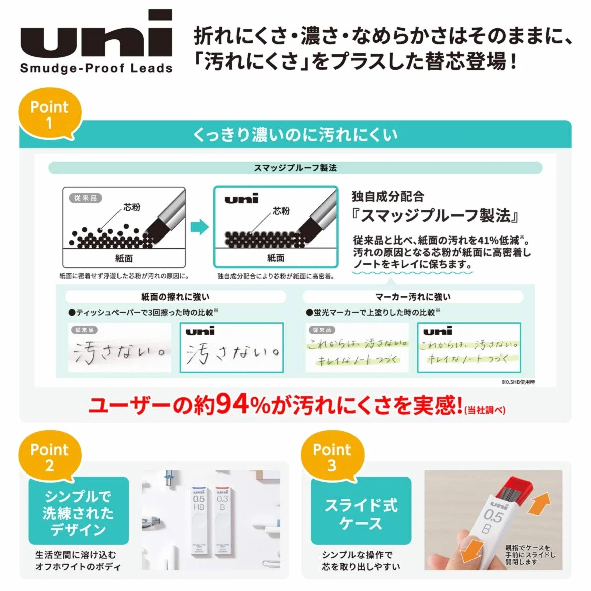 M. Pencil Uni - Mina portamine 0,3 2B, 10 punti, Hako ULS03252B