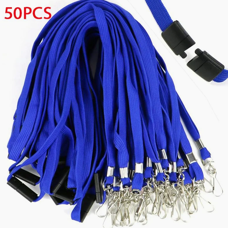 Lanyard Da Collo 50 pezzi/lotto di cordini sicurezza separabili con fibbia neri, blu e rossi for porta carte, badge, portachiavi, carta d'identità(50 red)