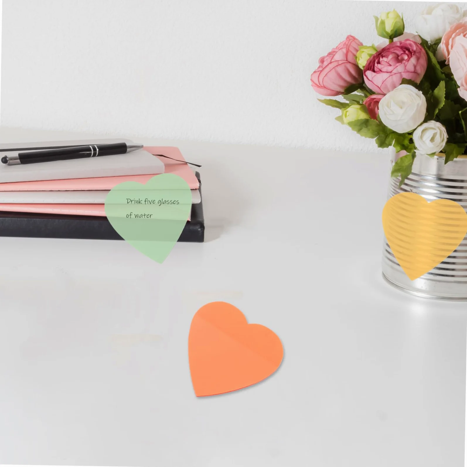 HOMSFOU 5 Pezzi Blocchetti Adesivi Colorati Note Adesive Resistenti e Riutilizzabili per Scuola e Ufficio con Design e Facile Scrittura Diverse Colorazioni Arancione