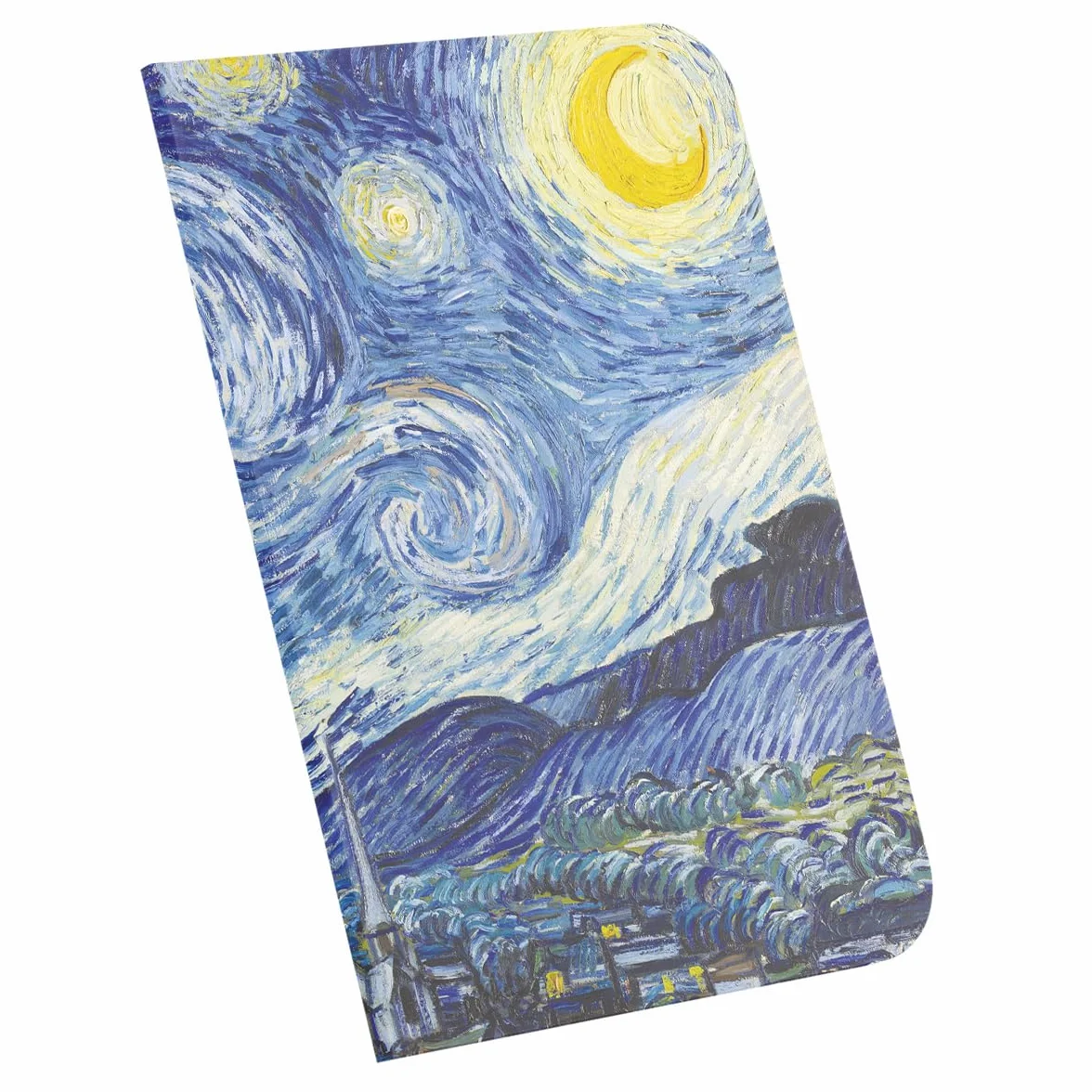 Retronote The Starry Night, Van Gogh 1889, quaderno A4 I, senza righe, totale 64 pagine, cuciture a filo, copertina flessibile, bordo ovale, texture tela, 60 grammi, giallo crema, 21 x 29,7 x 0,5 cm