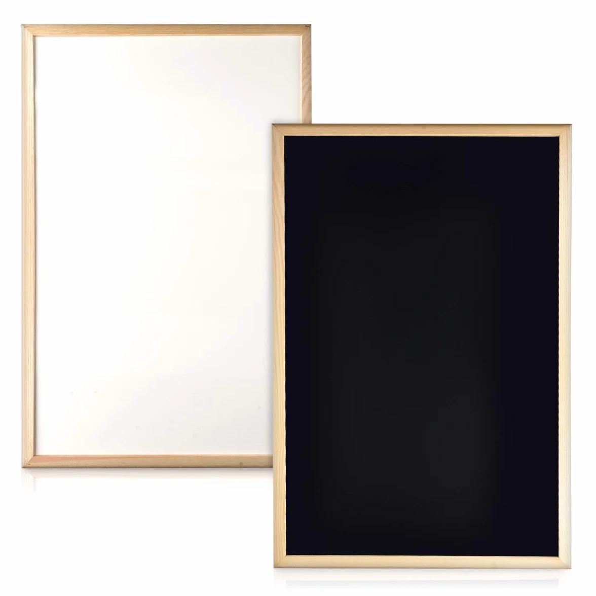 Navaris Lavagna Magnetica 60x40cm 2 Lati Bianca/Nera Cornice Legno