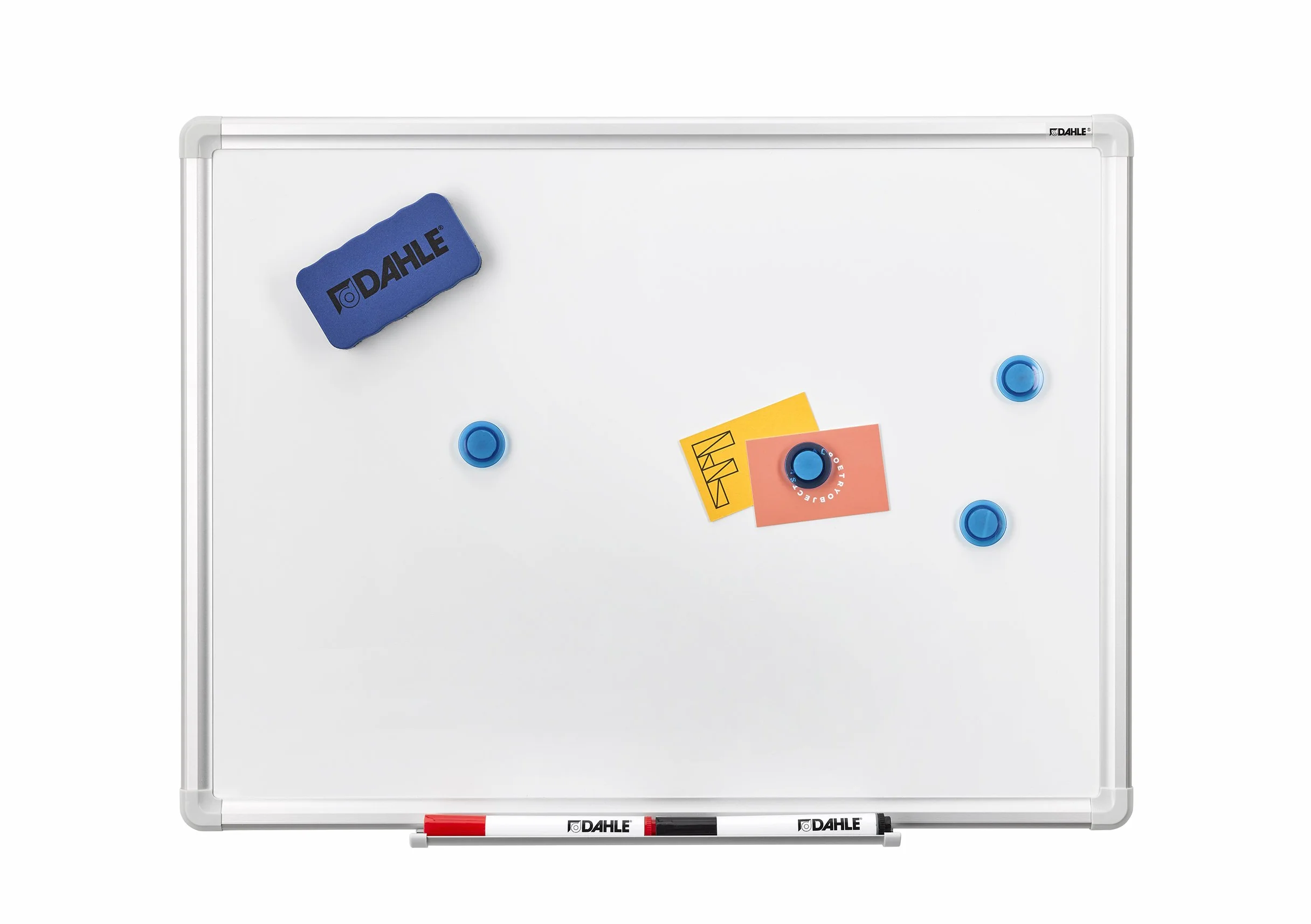 Dahle Set di base per lavagna bianca 2 pennarelli 4 magneti 1 tergicristallo magnetico