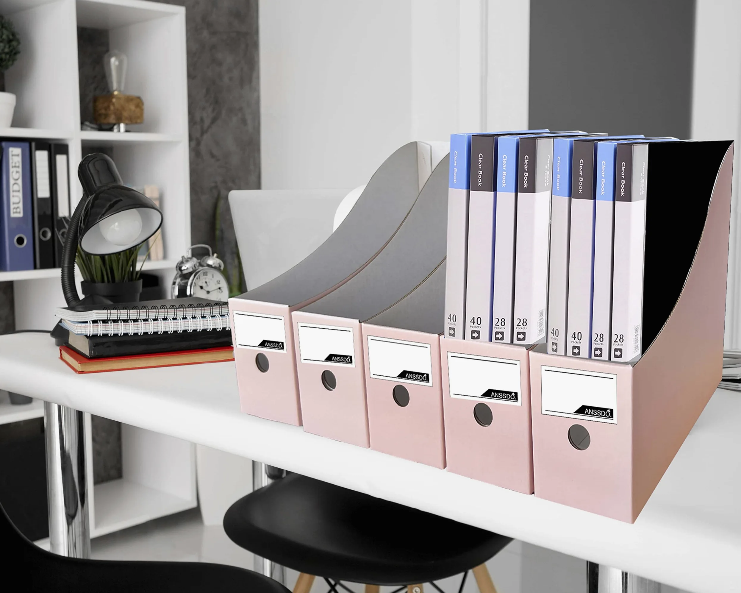 Confezione da 12 porta riviste in cartone di alta qualità, organizer per riviste rosa, per riviste, organizer per libri o cartelle per scrivania