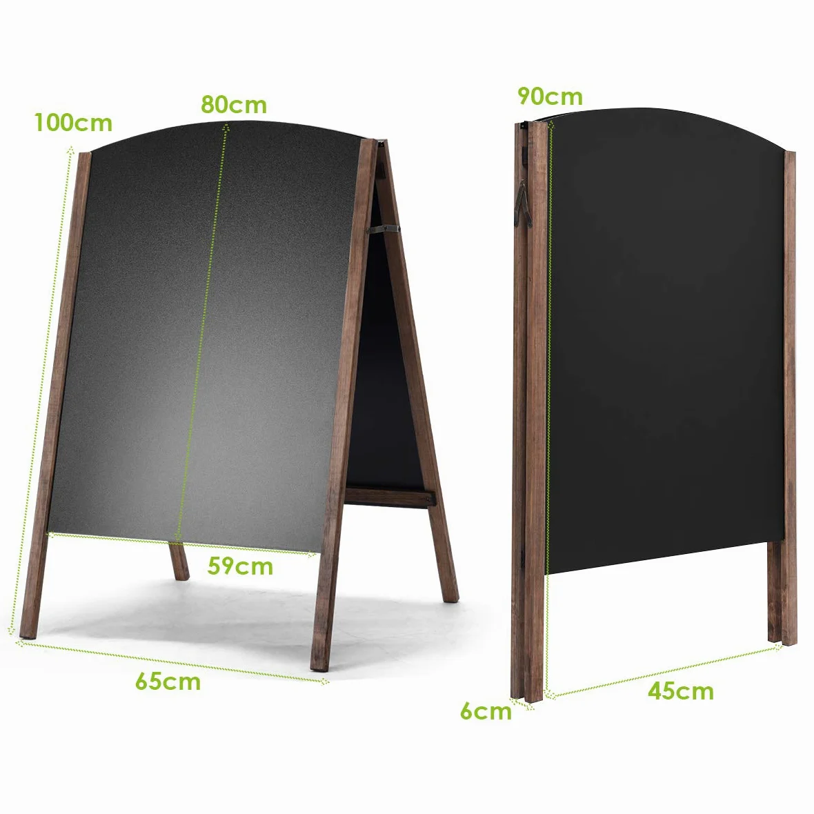 GIANTEX Lavagna con Cavalletto, Lavagna da Pavimento, Lavagna da Terra in Legno, Lavagna Pieghevole, con Cornice e Pennarelli, per Bar, Ristorante, Negozio, Nero, (60 X 80 X101cm)