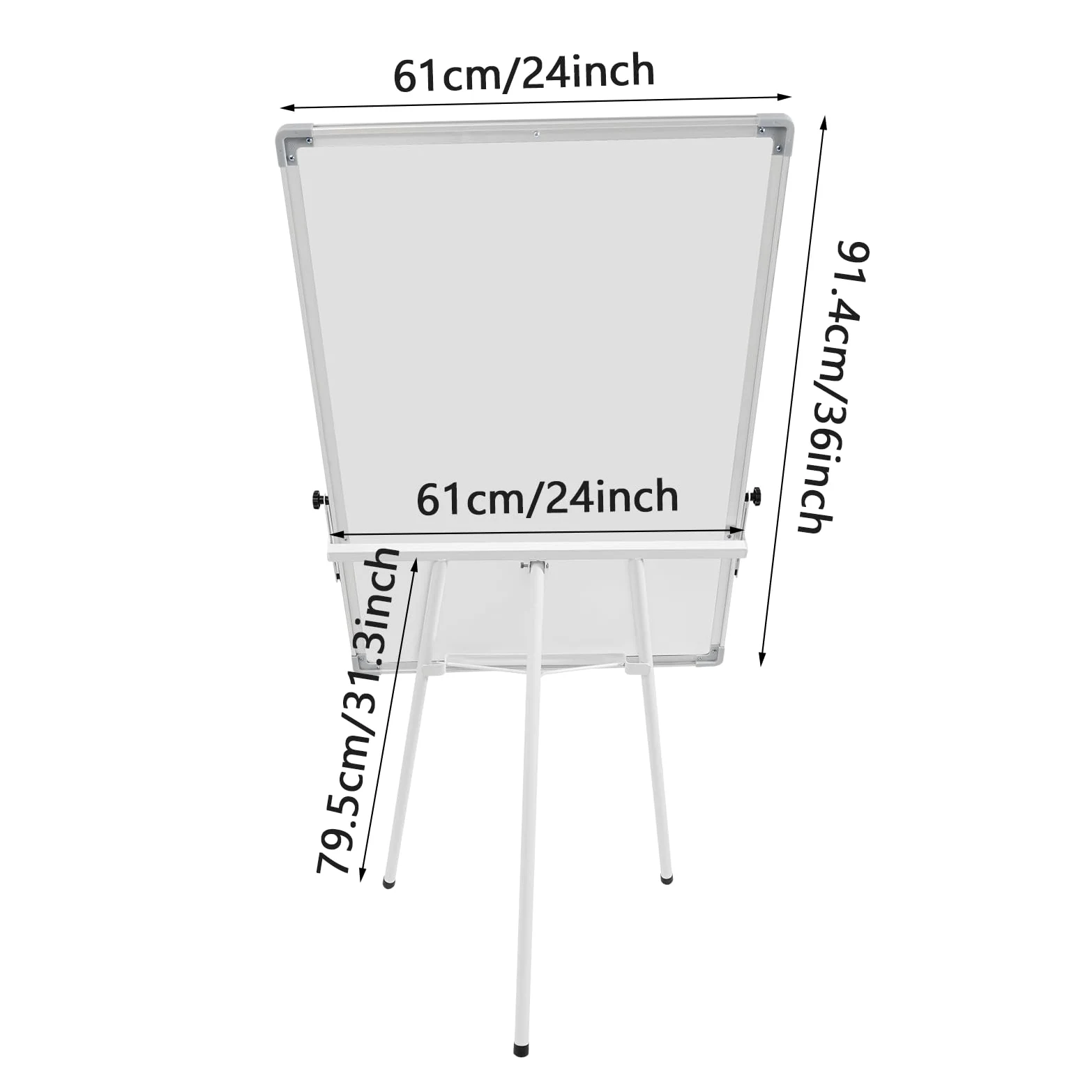 Lavagna bianca con supporto, 61 x 92 cm, magnetica, portatile, lavabile a secco, regolabile in altezza, con 3 penne, 1 gomma, 6 magneti autoadesivi