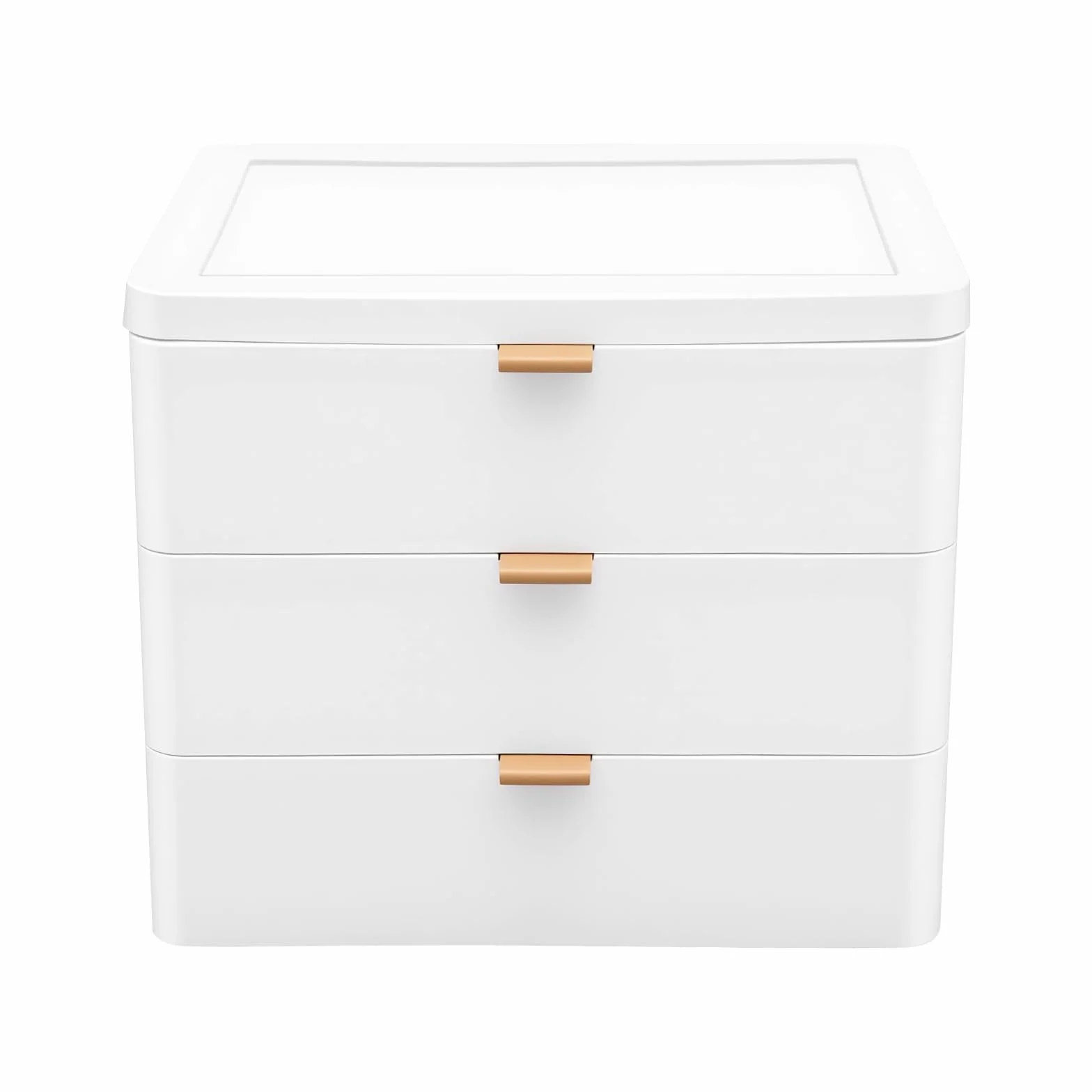 Organizer da Scrivania con 3 Cassetti, Cassettina A5 in Plastica, Bianca, Cassettina Impilabile per Ufficio, Trucco e Cosmetici, Scatola di Conservazione Piccola (26 x 20 x 22 cm)