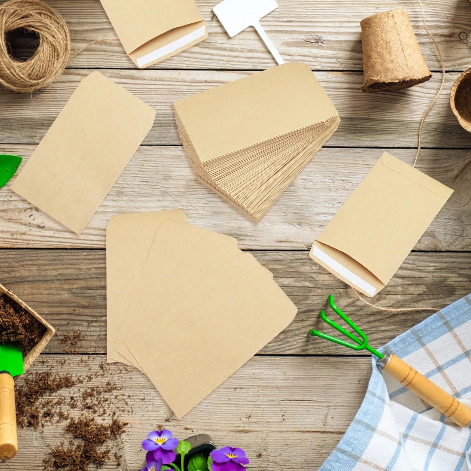 Buste per Semi Kraft da 100 Pezzi, Autosigillanti in Carta Kraft per Conservare Piccoli Oggetti