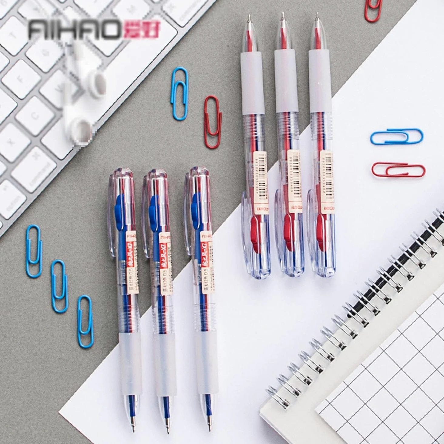 penna a sfera, Penna a sfera, penna gel a retrattile a con inchiostro a bicolore rosso e blu 0,5 mm(24pcs)