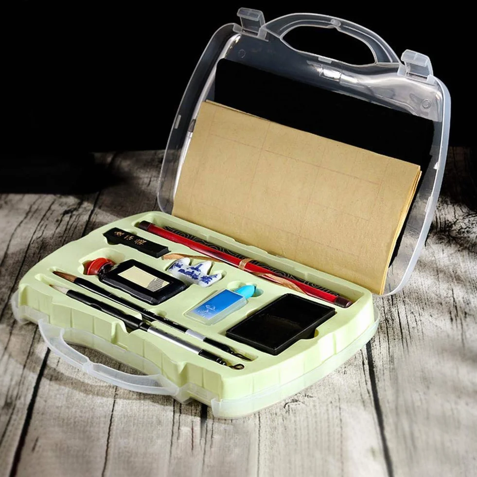Fydun Set di calligrafia tradizionale cinese, con pennello inchiostro carta da scrittura strumento box kit per principianti scrittura e pittura
